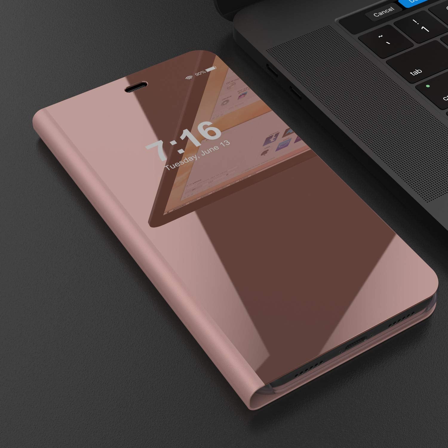 Punkcase iPhone XR Reflector Case Protective Flip Cover [Rose]