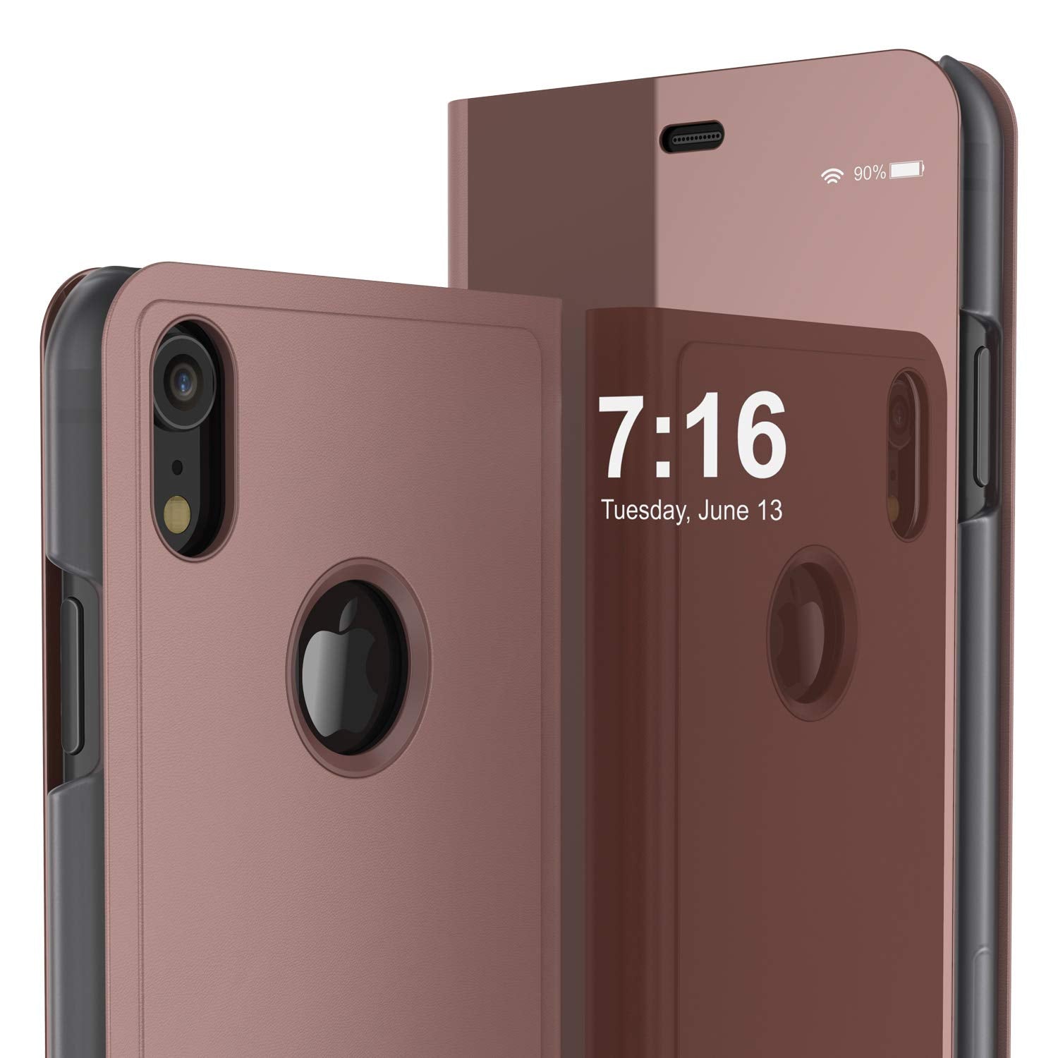 Punkcase iPhone XR Reflector Case Protective Flip Cover [Rose]