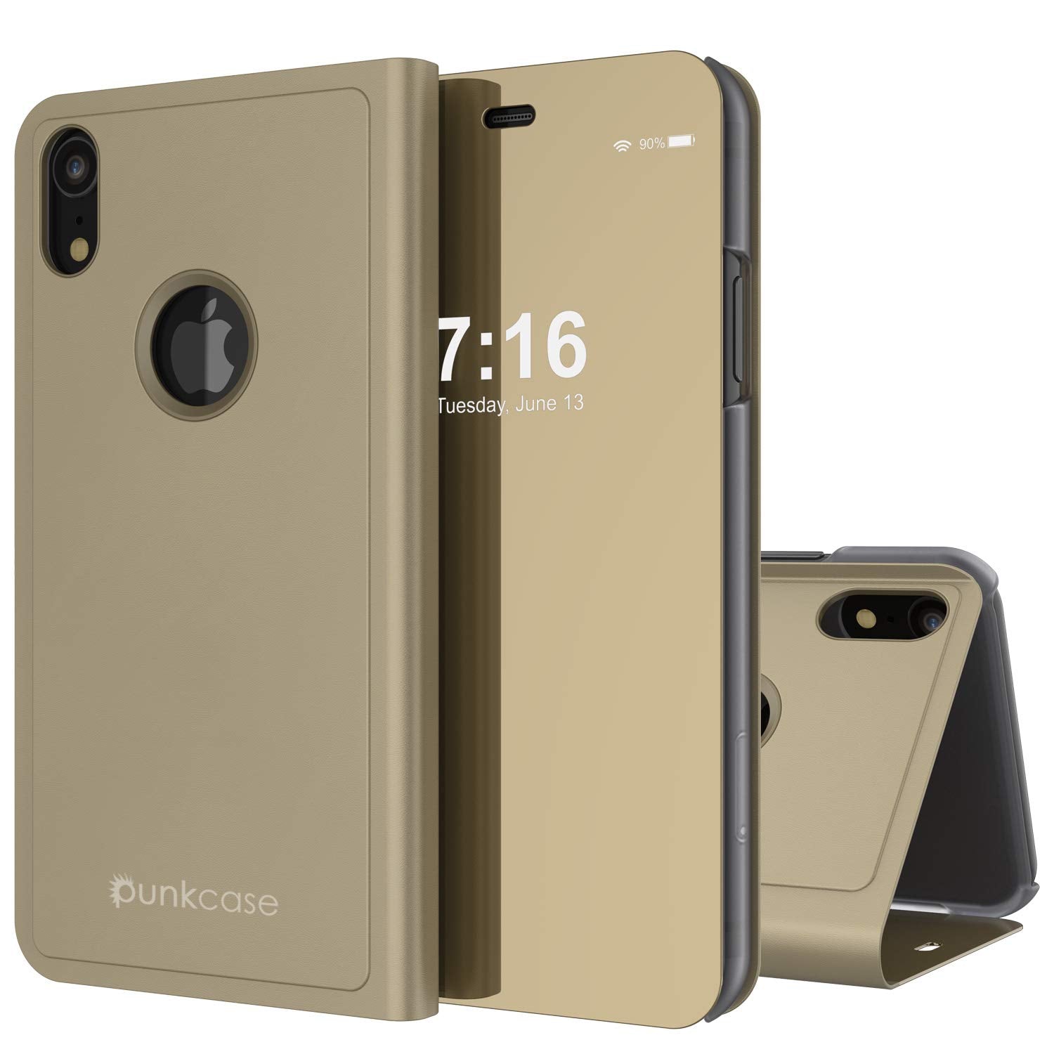 Punkcase iPhone XR Reflector Flip Cover [Gold] – punkcase