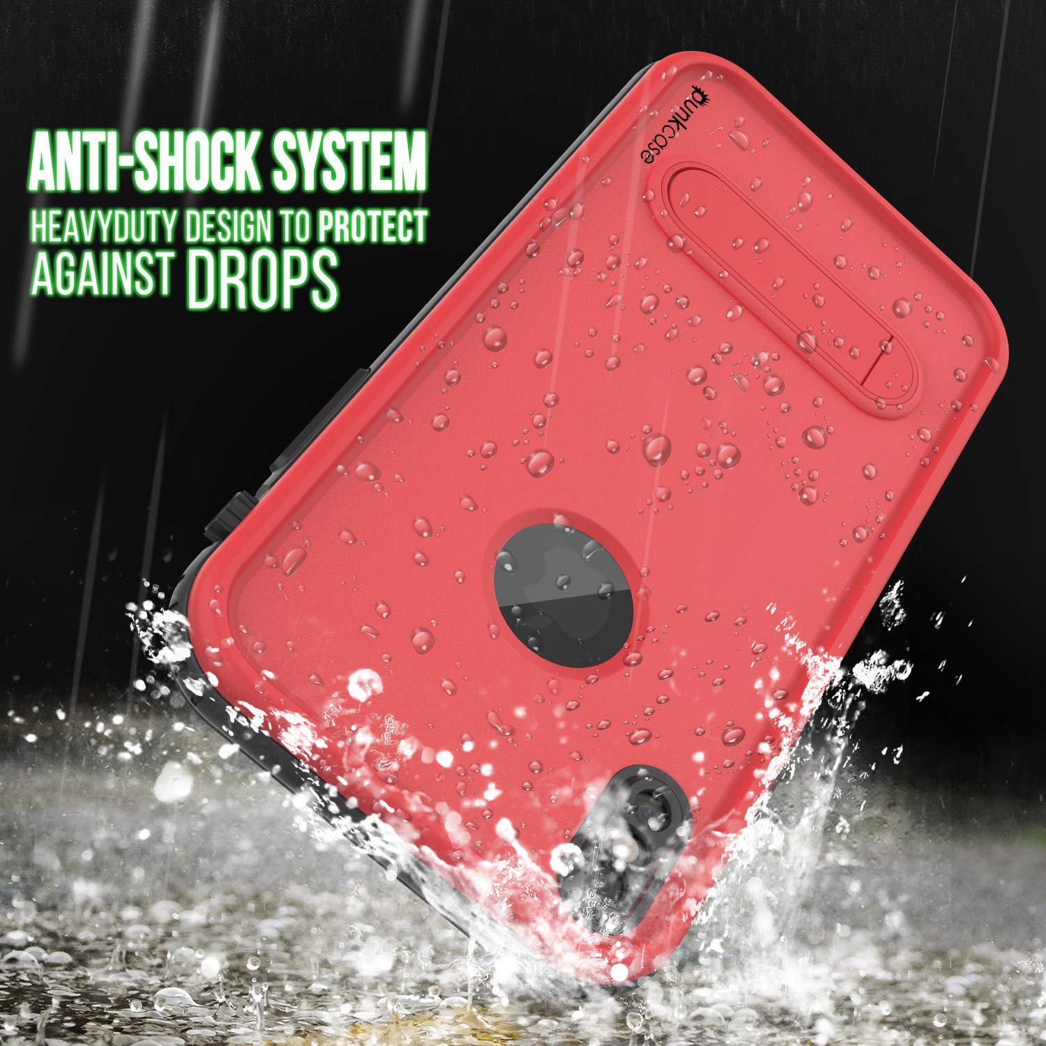iPhone XR Waterproof Case, Punkcase [KickStud Series] Armor Cover [Red]