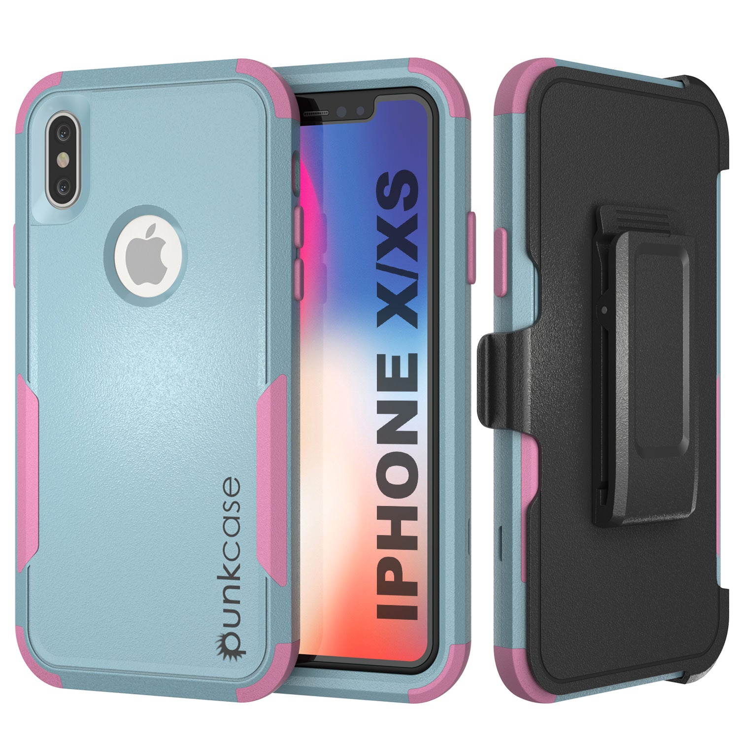 Punkcase for iPhone XS Belt Clip Multilayer Holster Case [Patron Series] [Mint-Pink]