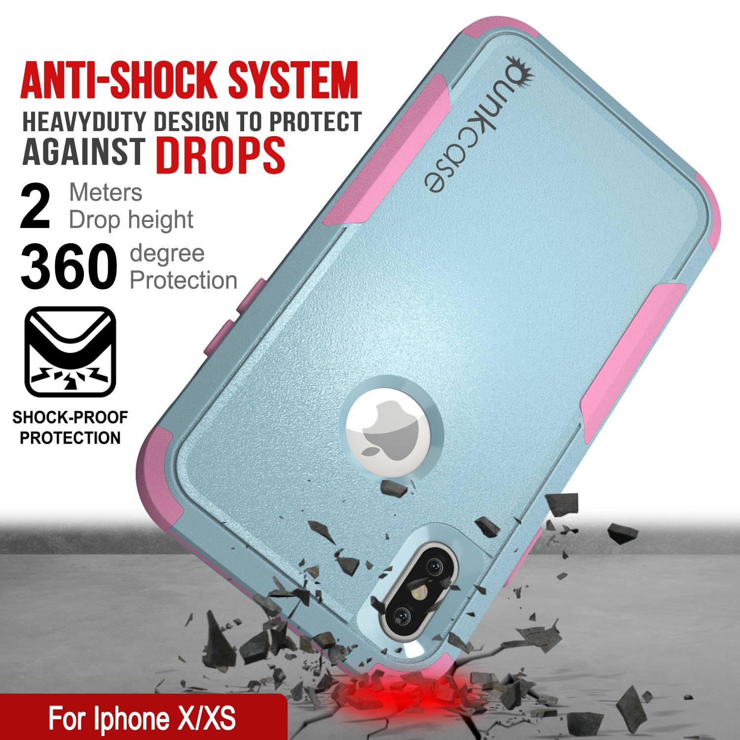 Punkcase for iPhone X Belt Clip Multilayer Holster Case [Patron Series] [Mint-Pink]