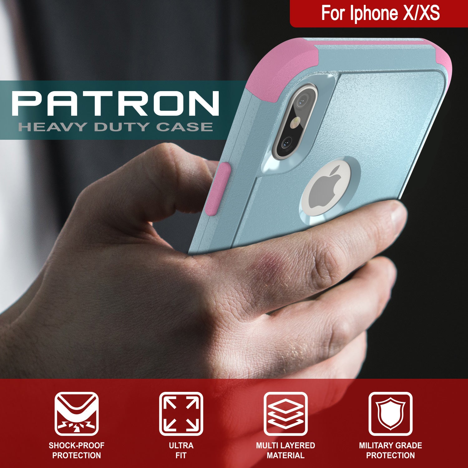 Punkcase for iPhone X Belt Clip Multilayer Holster Case [Patron Series] [Mint-Pink]