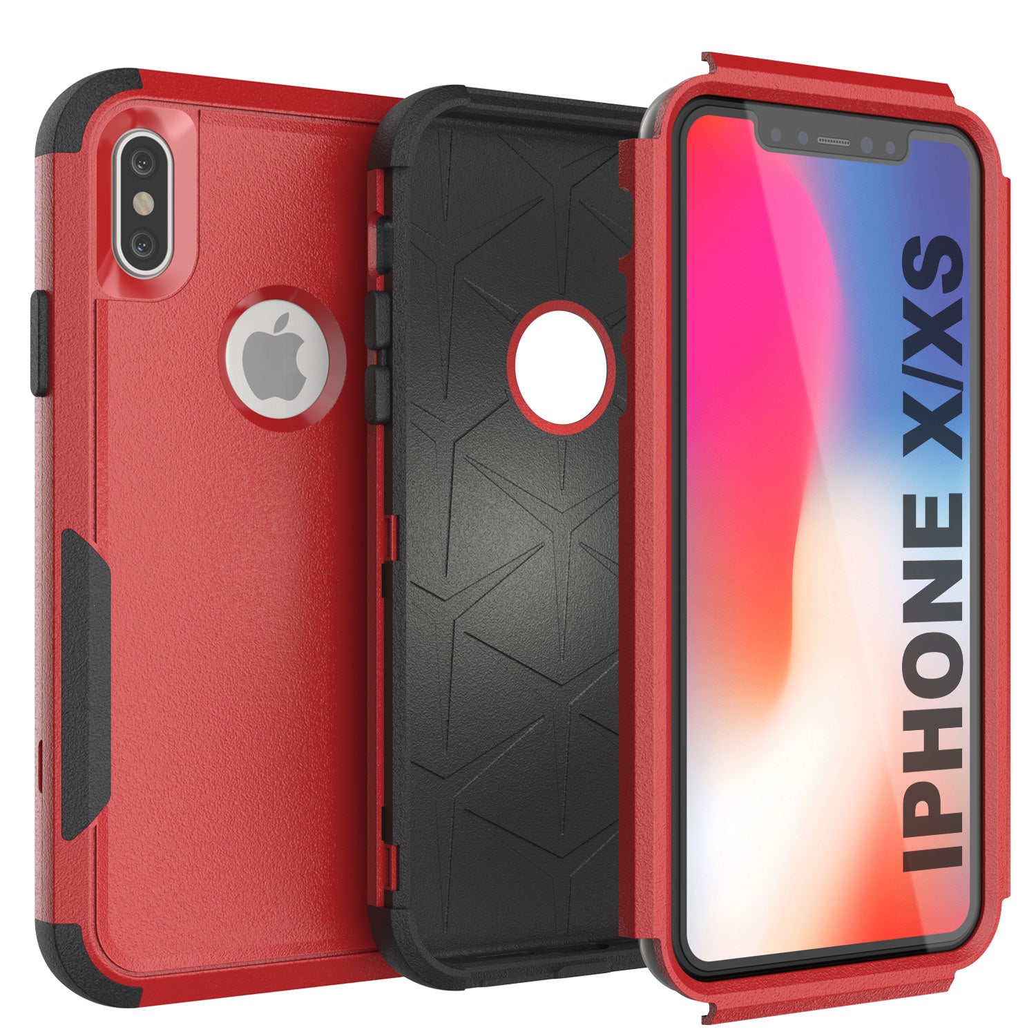 Punkcase for iPhone XS Belt Clip Multilayer Holster Case [Patron Series] [Red-Black]