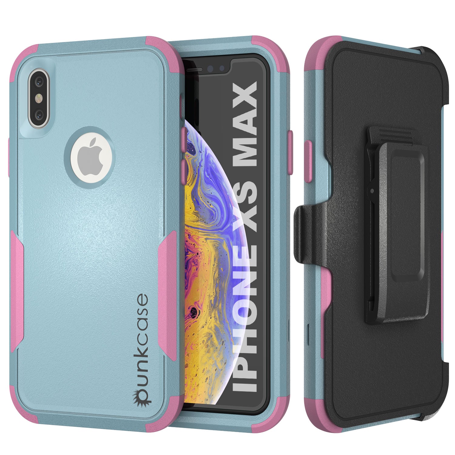 Punkcase for iPhone XS Max Belt Clip Multilayer Holster Case [Patron Series] [Mint-Pink]