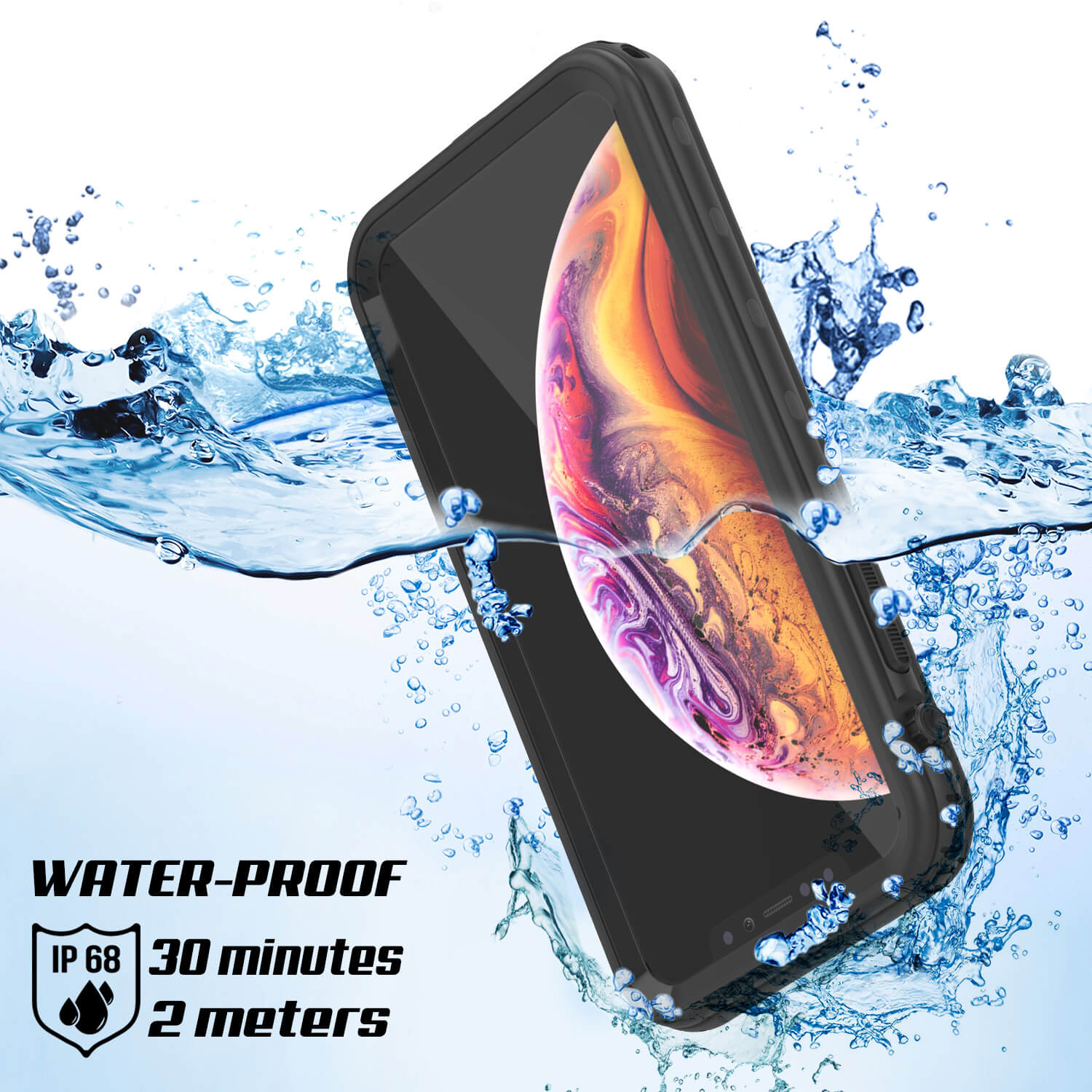 iPhone XS Max Waterproof Case, Punkcase [KickStud Series] Armor Cover [Black]