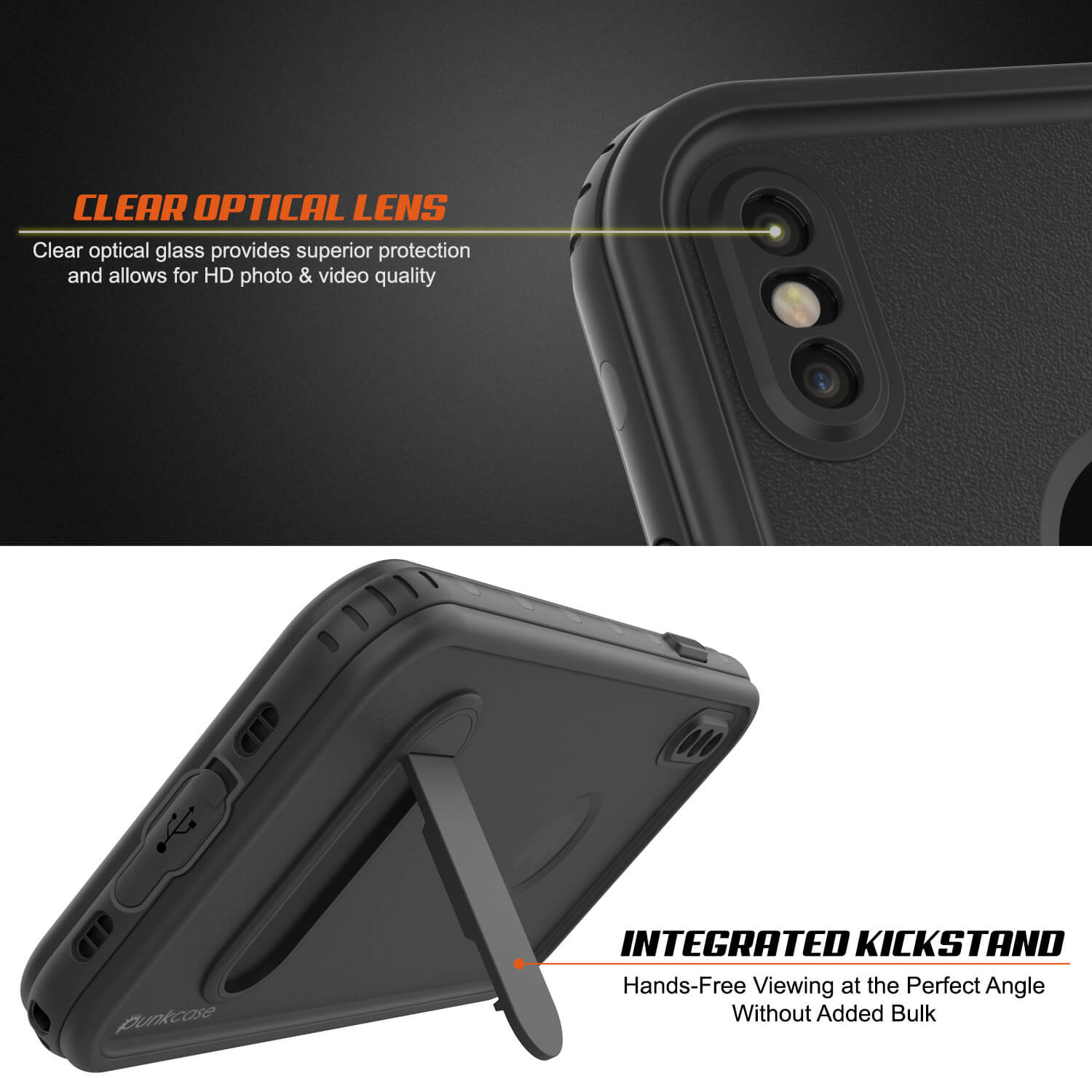 iPhone XS Max Waterproof Case, Punkcase [KickStud Series] Armor Cover [Black]