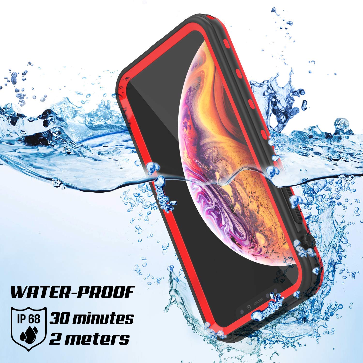 iPhone XS Max Waterproof Case, Punkcase [KickStud Series] Armor Cover [Red]