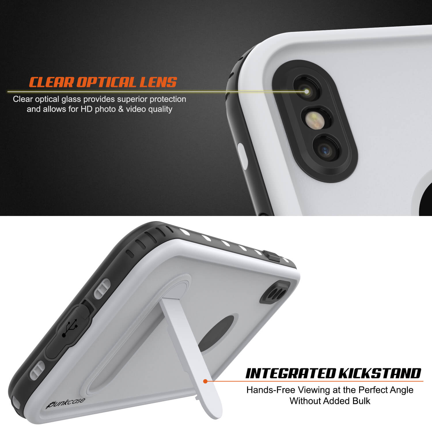 iPhone XS Max Waterproof Case, Punkcase [KickStud Series] Armor Cover [White]