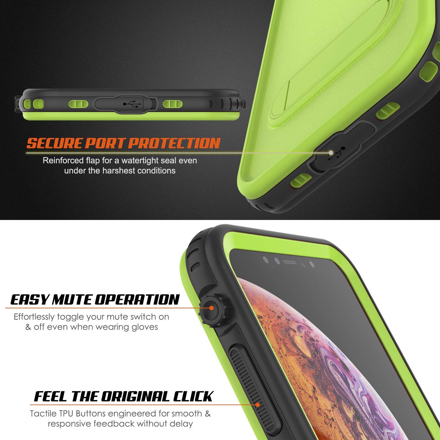 iPhone XS Waterproof Case, Punkcase [KickStud Series] Armor Cover [Green]