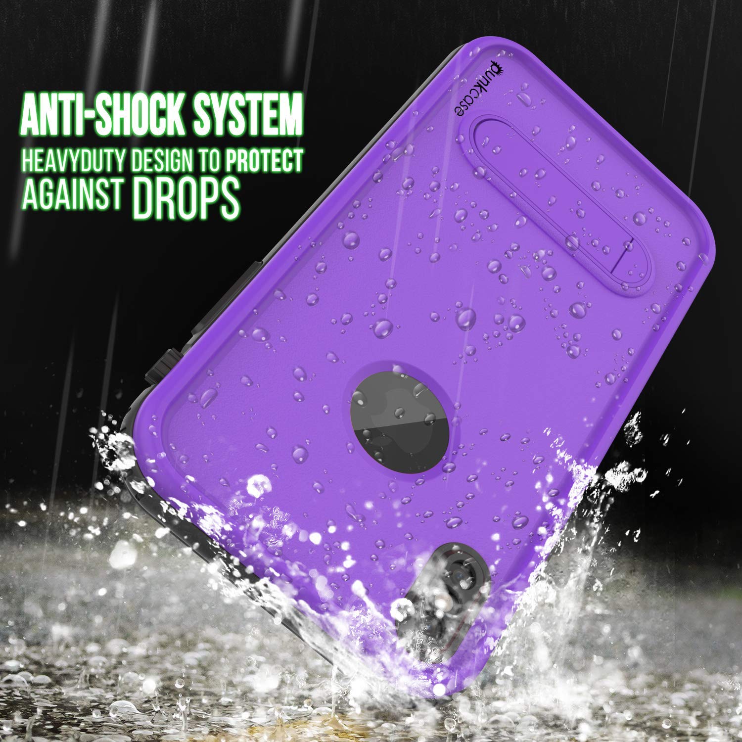 iPhone XS Waterproof Case, Punkcase [KickStud Series] Armor Cover [Purple]