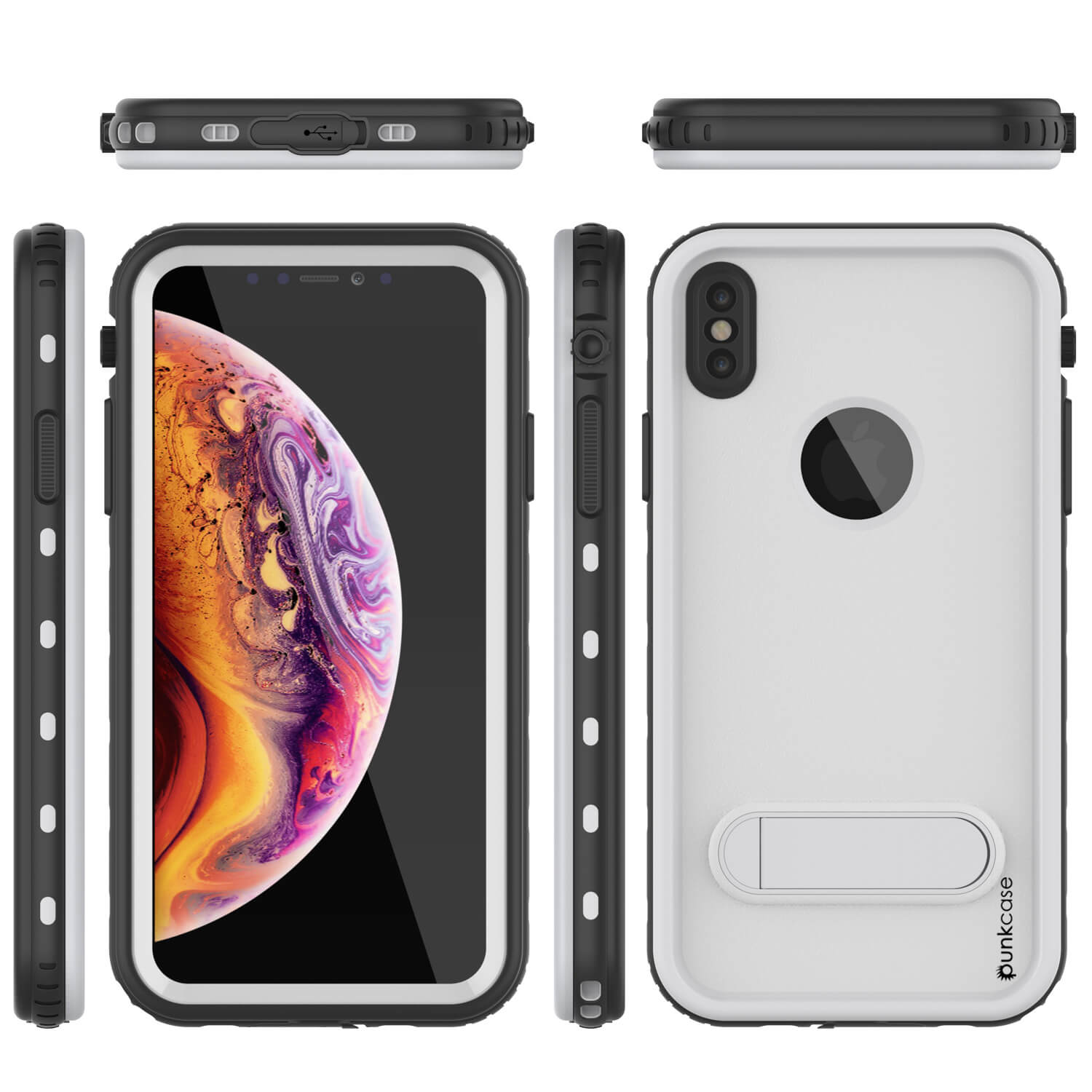 iPhone XS Waterproof Case, Punkcase [KickStud Series] Armor Cover [White]