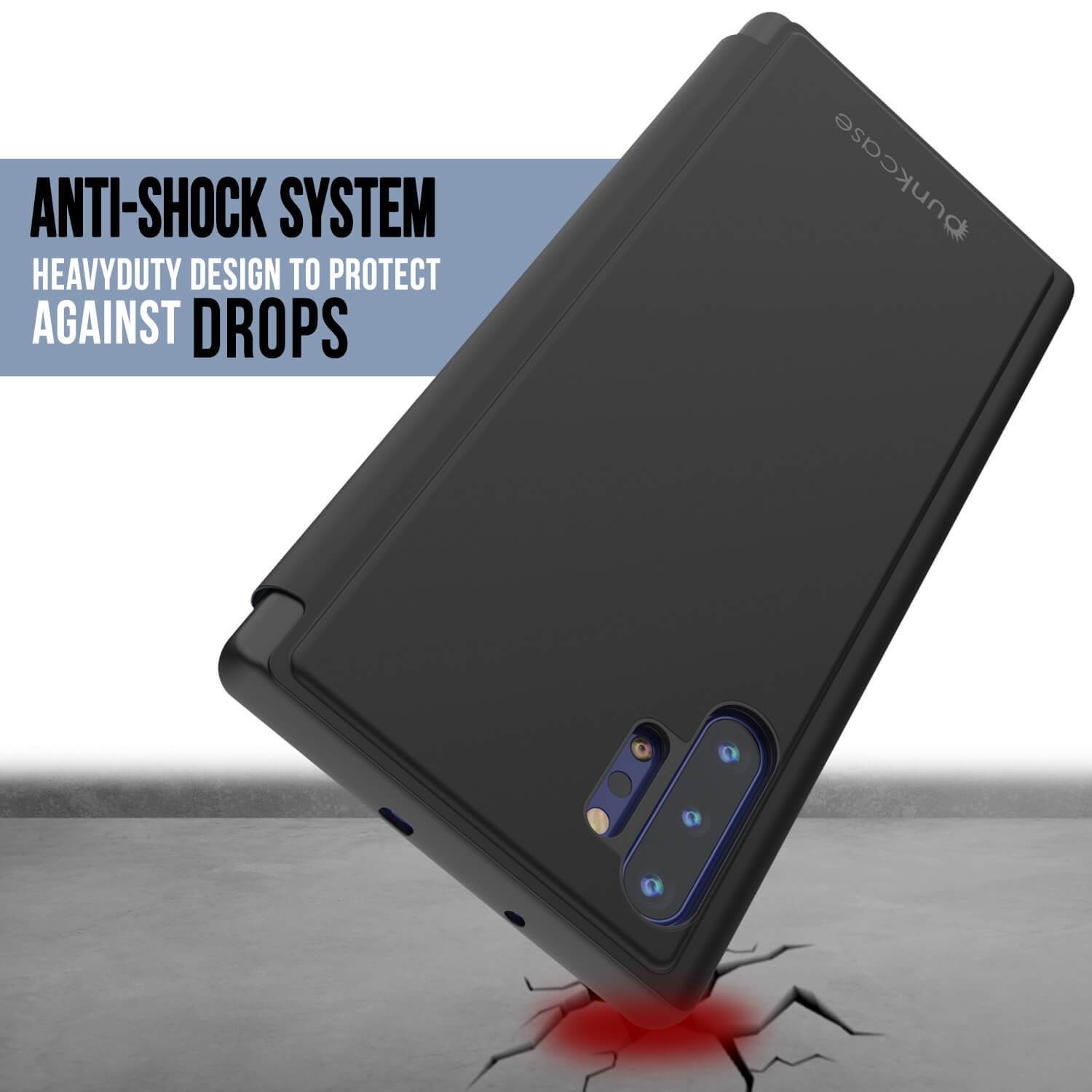 Punkcase Galaxy Note 20 Ultra Reflector Case Protective Flip Cover [Black]