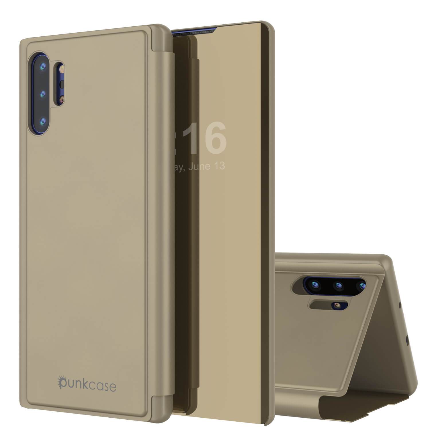 Punkcase Galaxy Note 20 Ultra Reflector Case Protective Flip Cover [Gold]