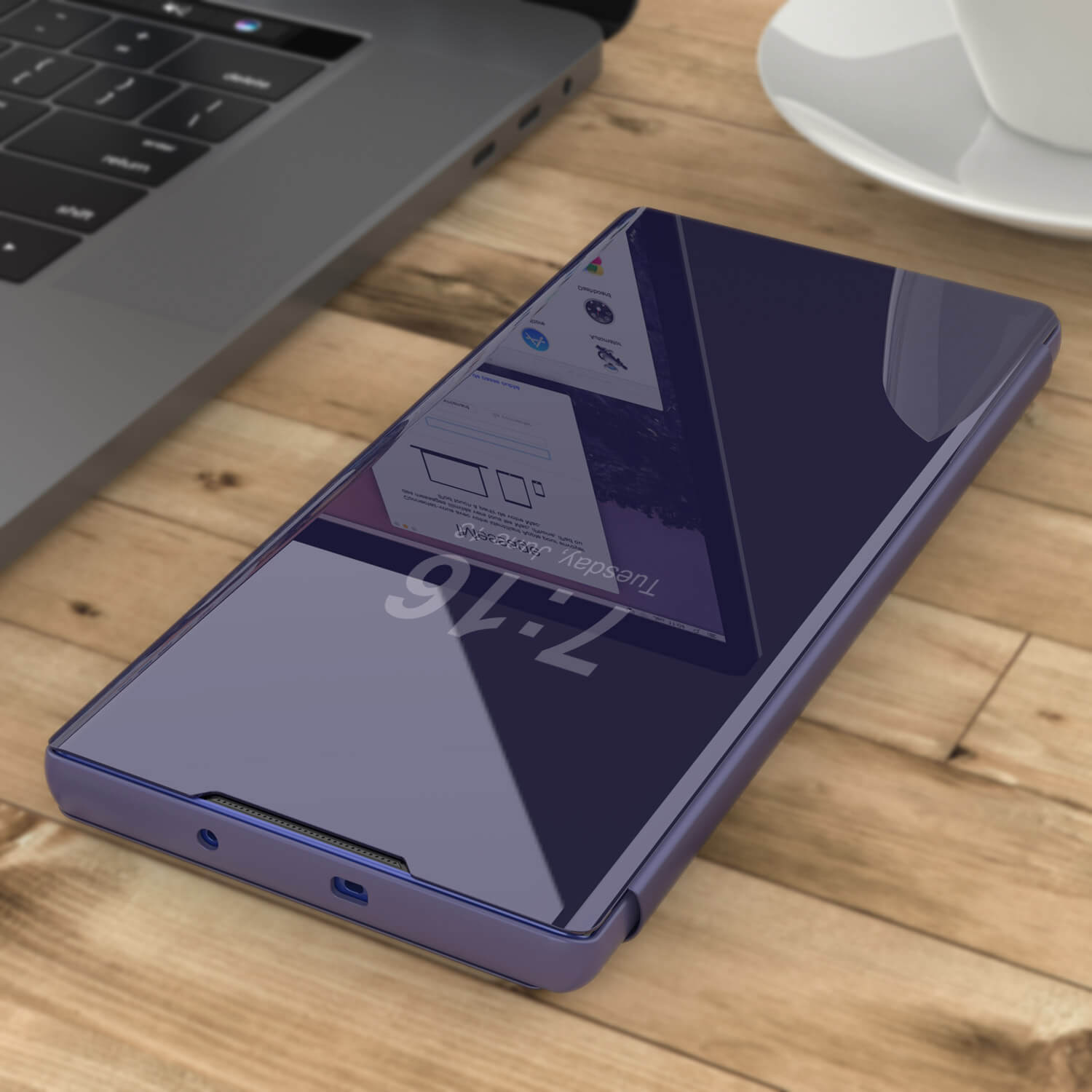 Punkcase Note 10+ Plus Reflector Case Protective Flip Cover [Purple]