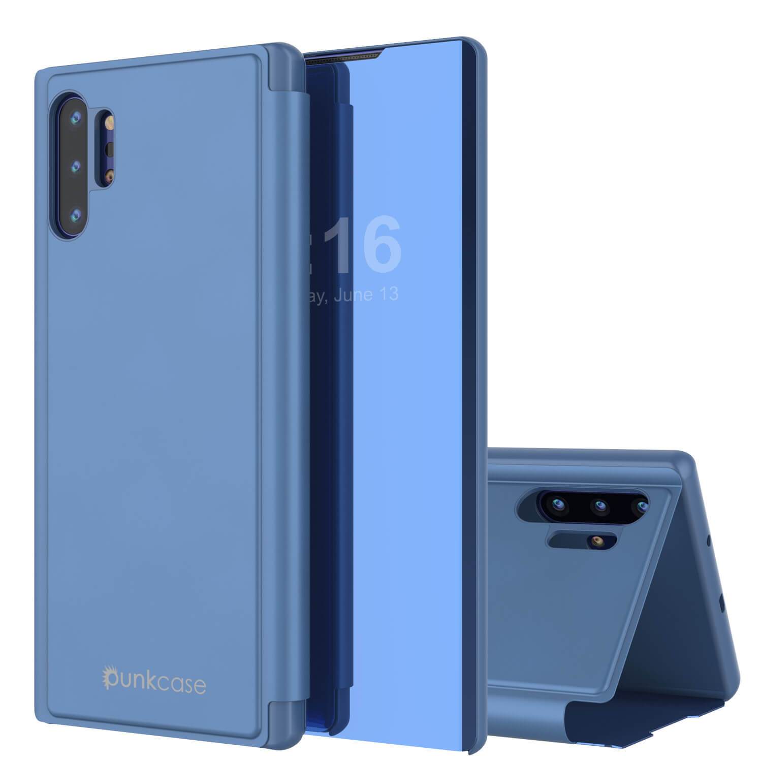 Punkcase Galaxy Note 20 Ultra Reflector Case Protective Flip Cover [Blue]