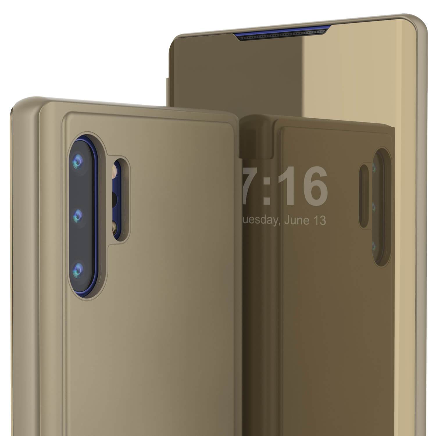 Punkcase Galaxy Note 20 Ultra Reflector Case Protective Flip Cover [Gold]