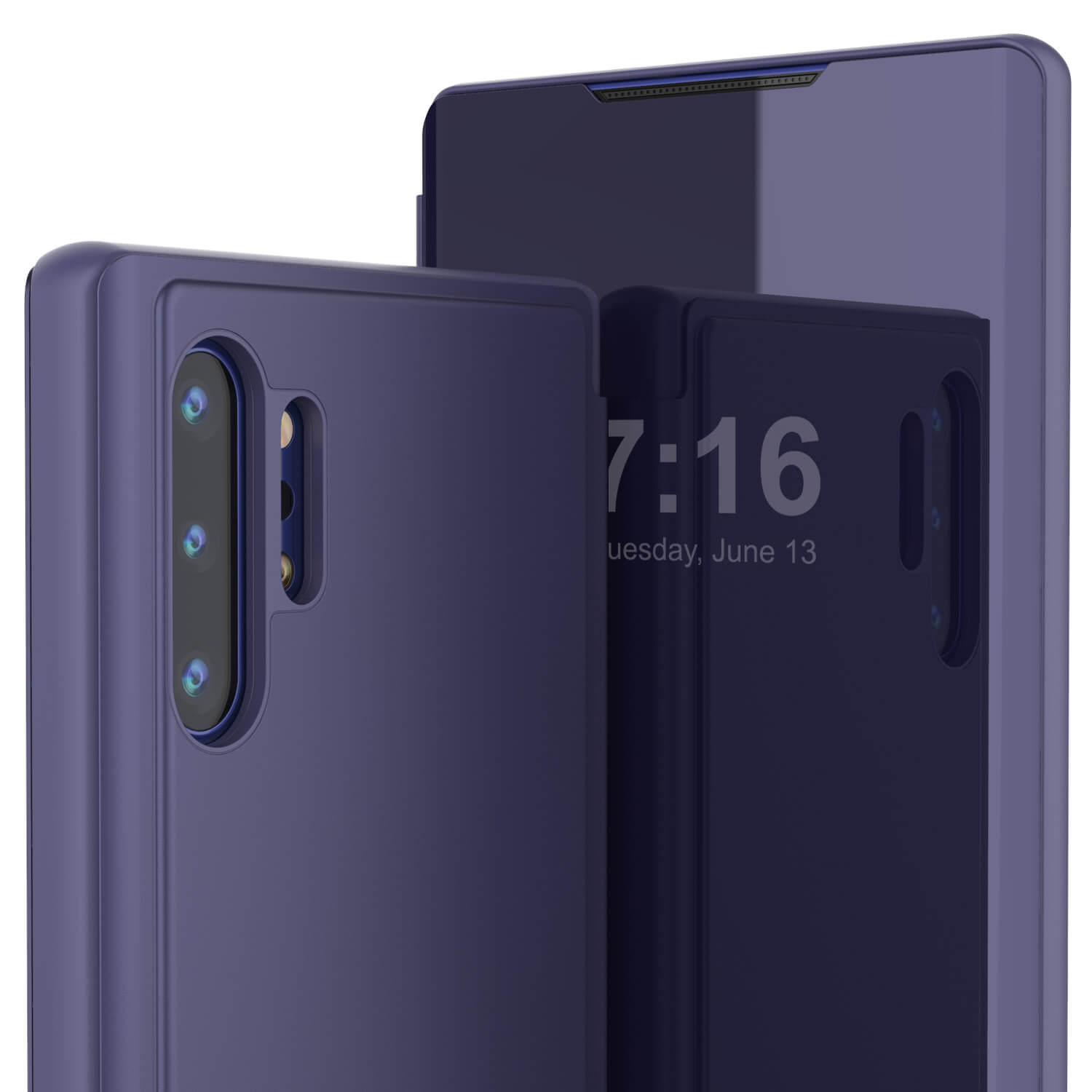 Punkcase Note 10+ Plus Reflector Case Protective Flip Cover [Purple]