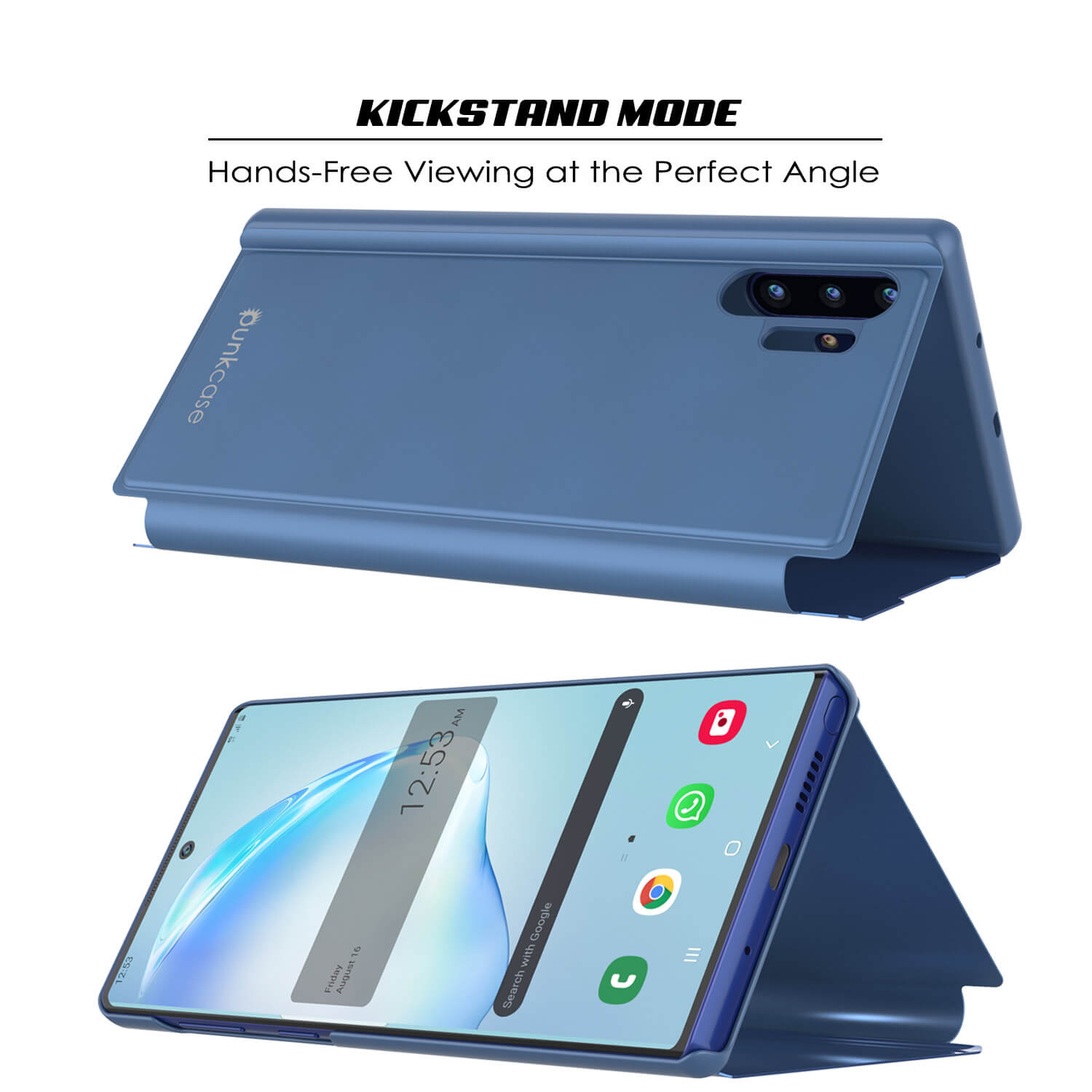 Punkcase Note 10+ Plus Reflector Case Protective Flip Cover [Blue]