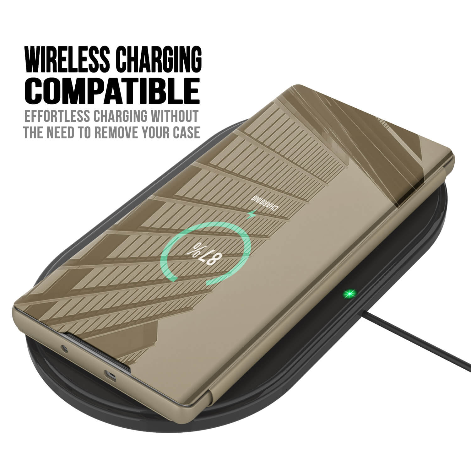 Punkcase Note 10+ Plus Reflector Case Protective Flip Cover [Gold]