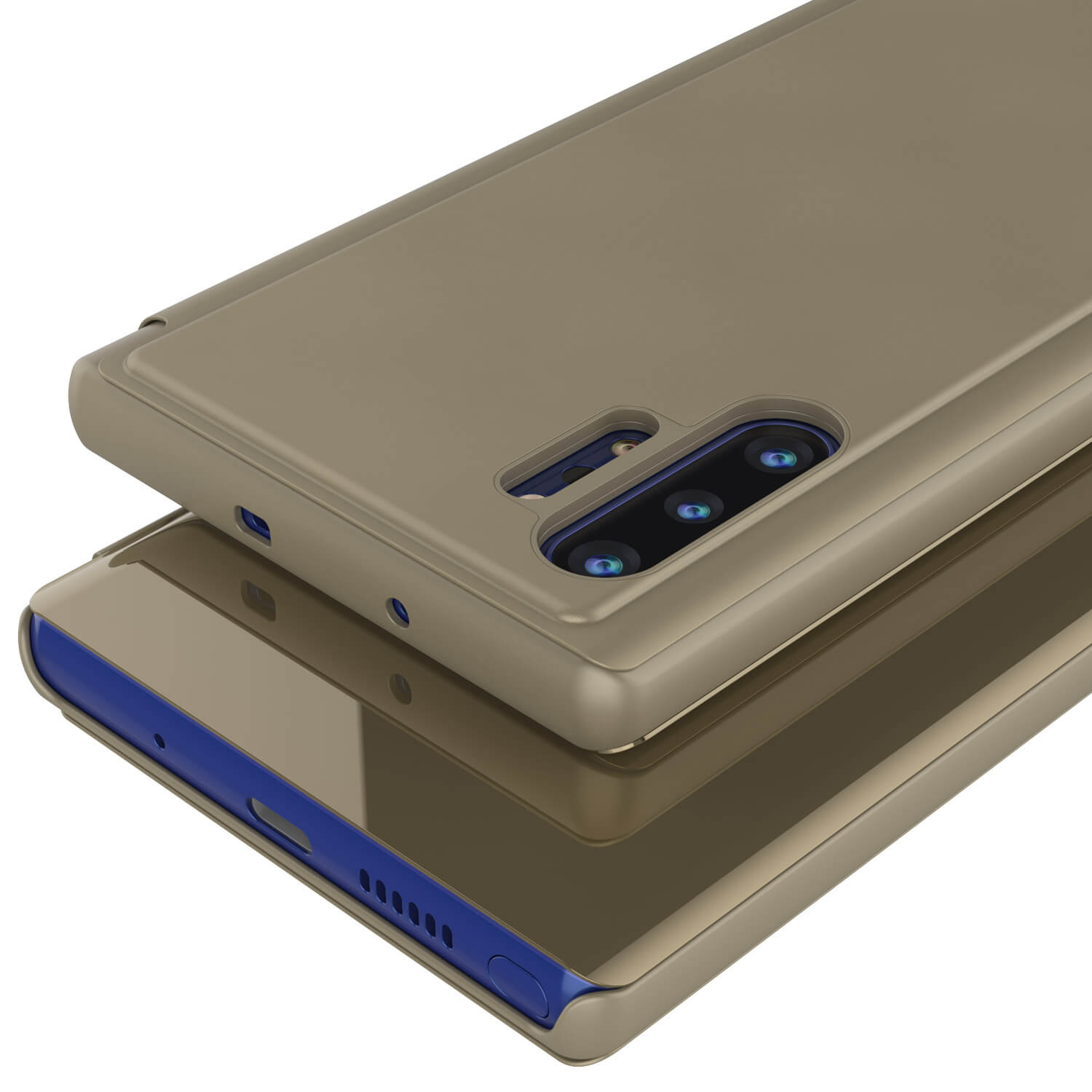 Punkcase Note 10+ Plus Reflector Case Protective Flip Cover [Gold]