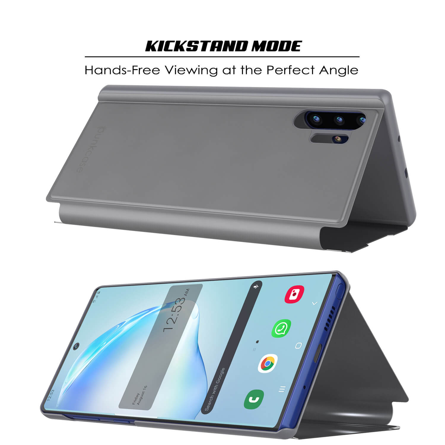 Punkcase Note 10+ Plus Reflector Case Protective Flip Cover [Silver]