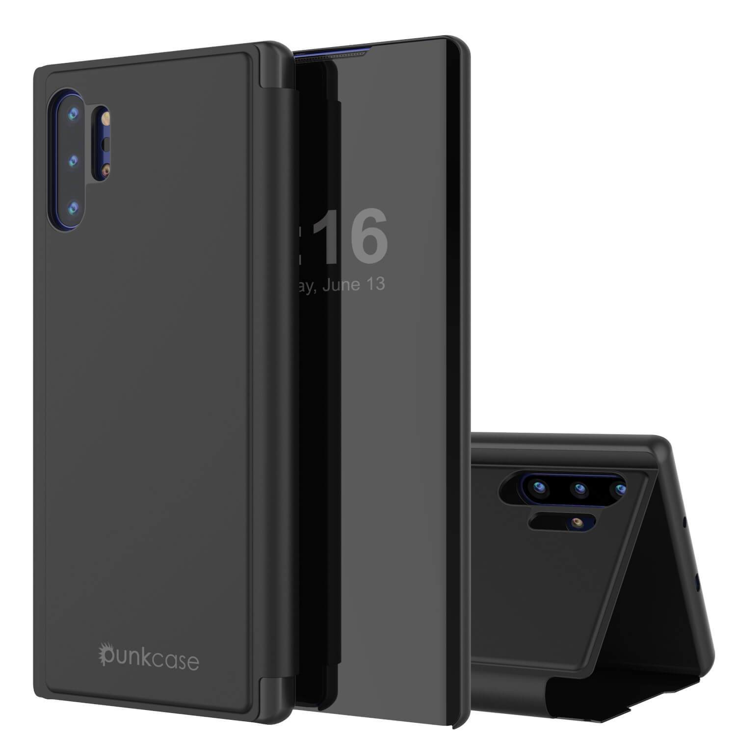 Punkcase Galaxy Note 20 Ultra Reflector Case Protective Flip Cover [Black]