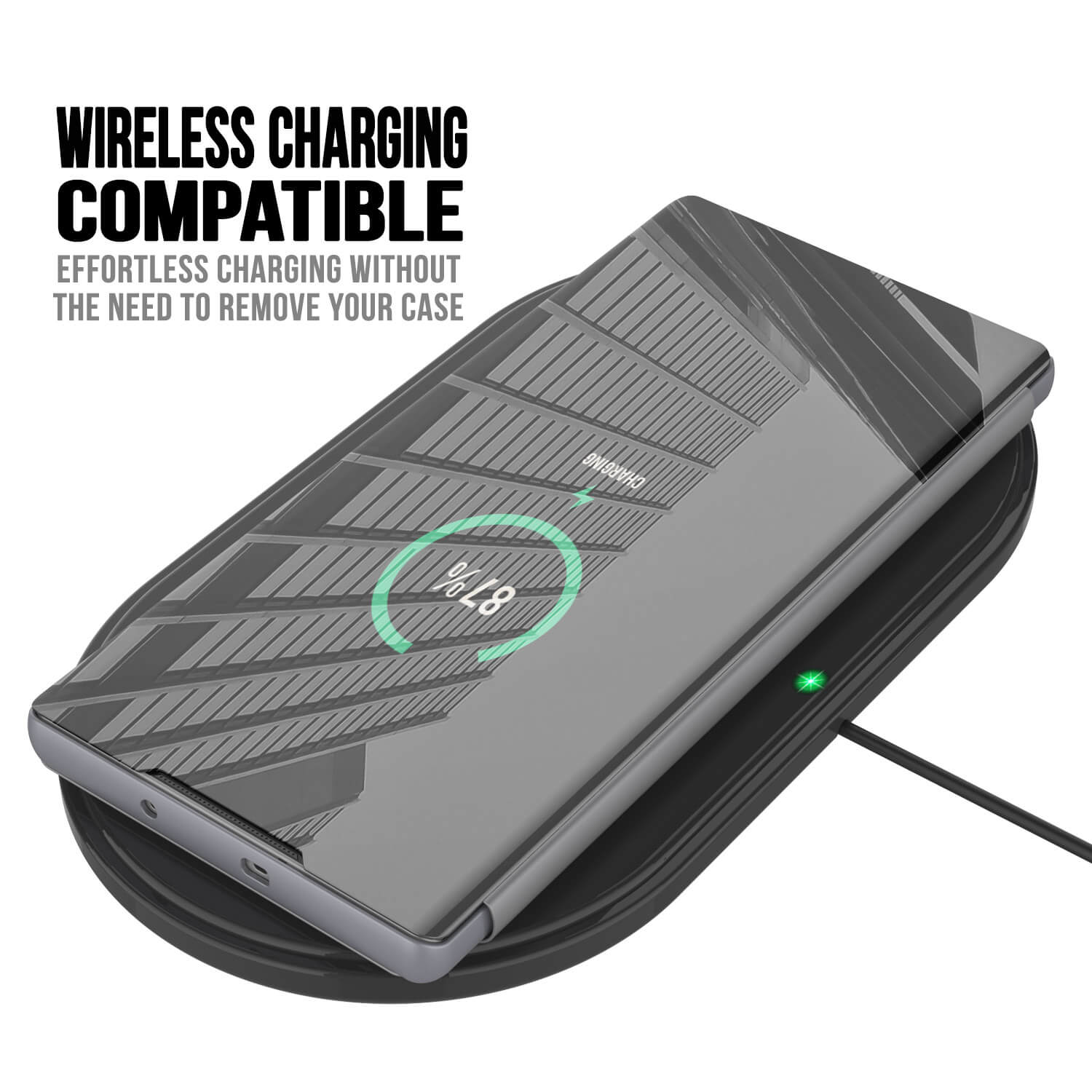 Punkcase Note 10+ Plus Reflector Case Protective Flip Cover [Silver]