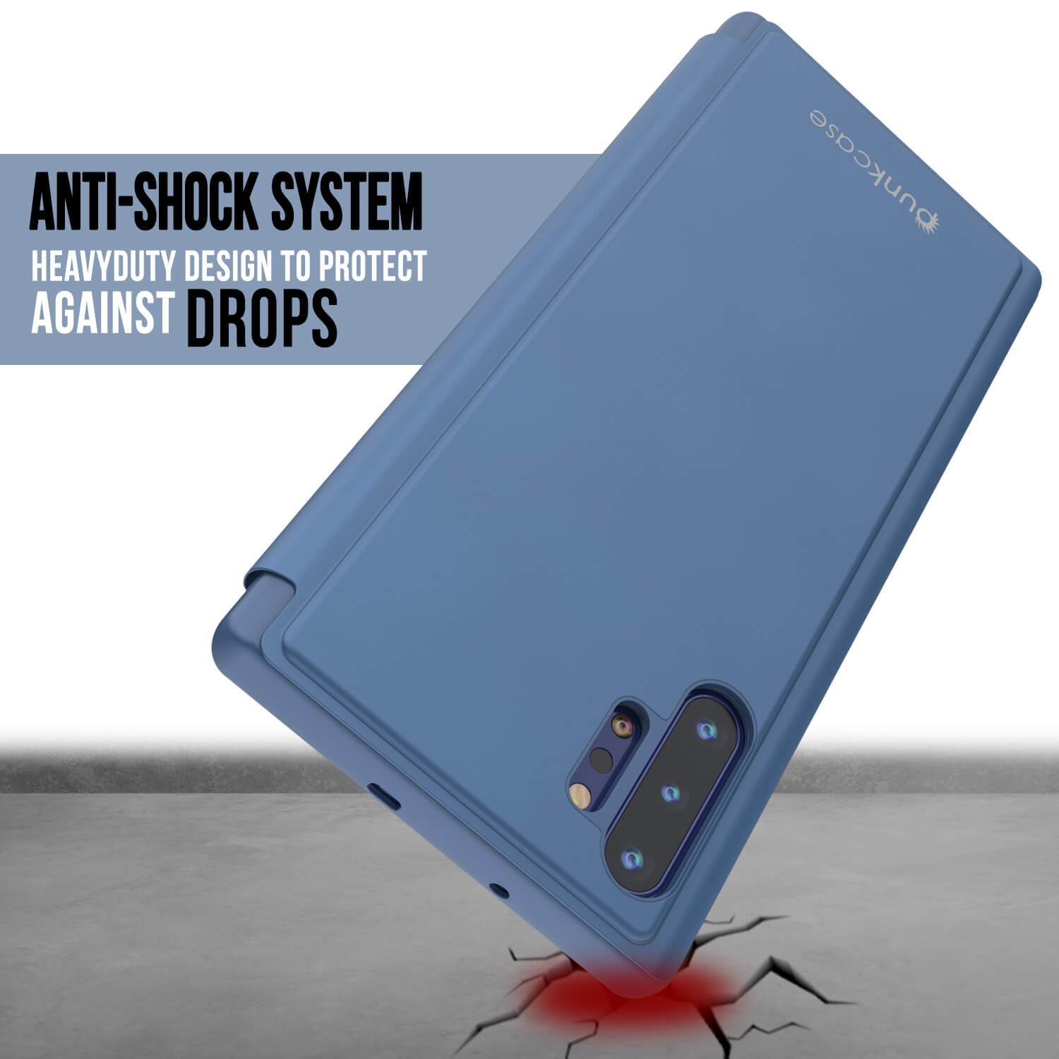 Punkcase Galaxy Note 20 Ultra Reflector Case Protective Flip Cover [Blue]