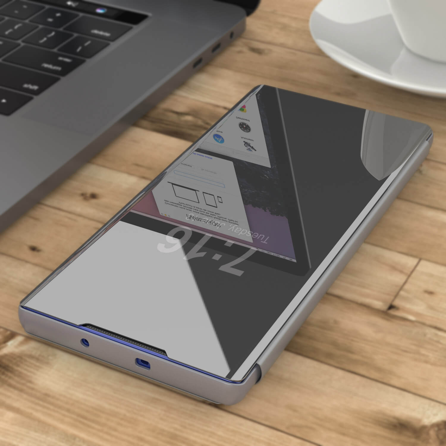 Punkcase Note 10+ Plus Reflector Case Protective Flip Cover [Silver]