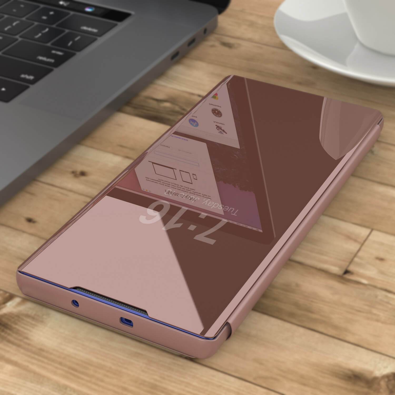 Punkcase Galaxy Note 20 Ultra Reflector Case Protective Flip Cover [Rose]