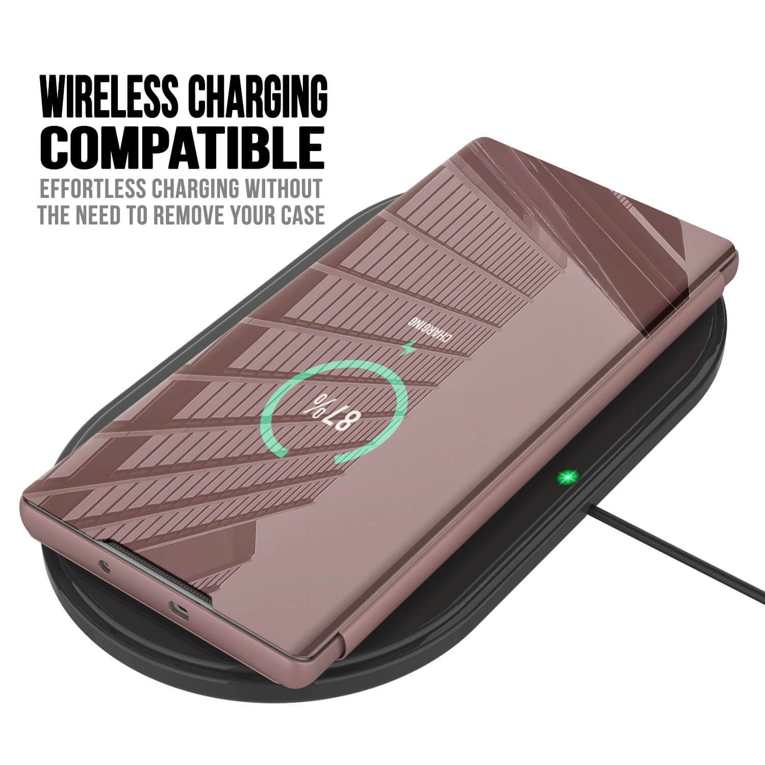 Punkcase Galaxy Note 20 Ultra Reflector Case Protective Flip Cover [Rose]