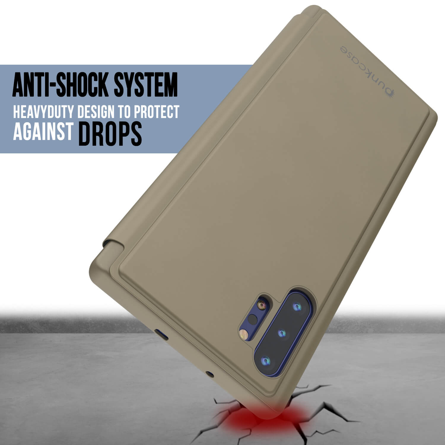 Punkcase Note 10+ Plus Reflector Case Protective Flip Cover [Gold]