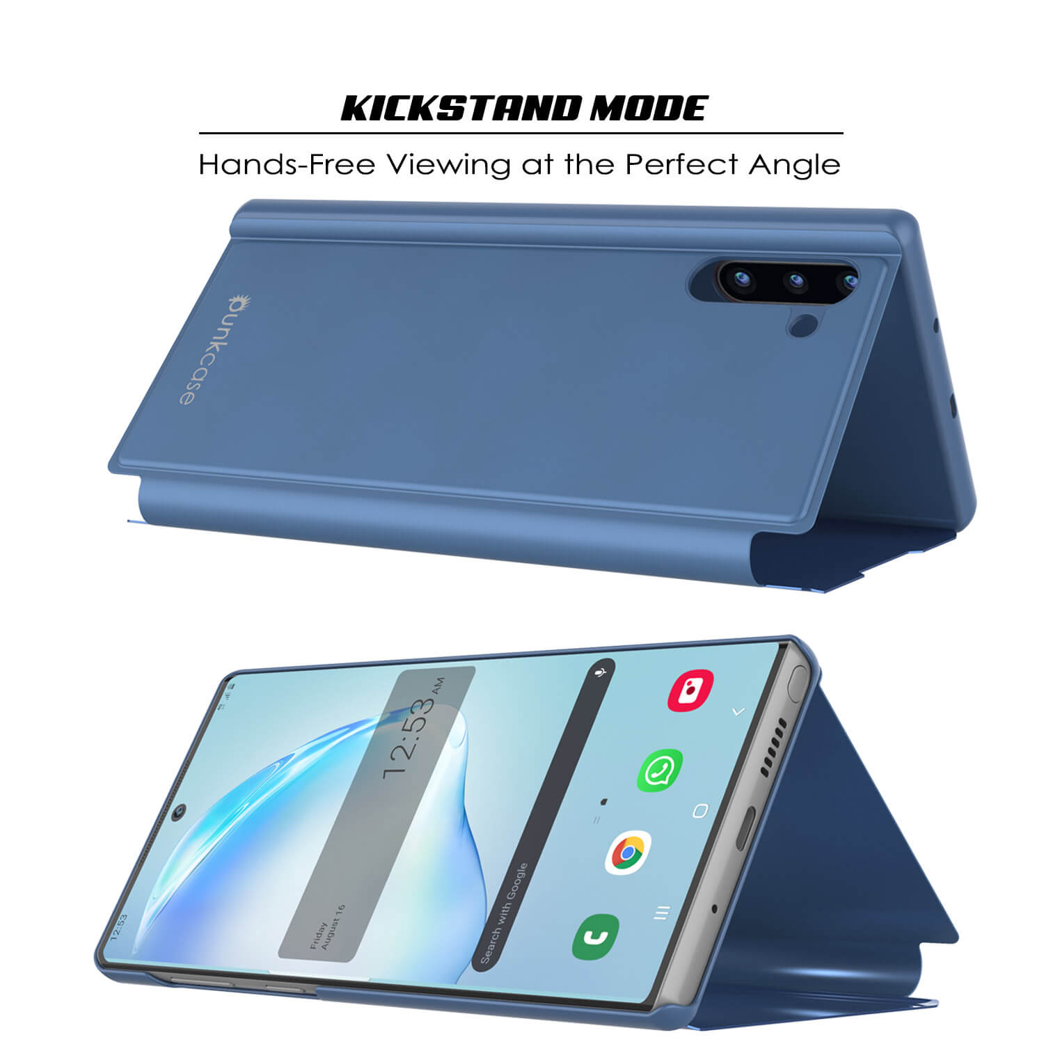 Punkcase Note 10 Reflector Case Protective Flip Cover [Blue]