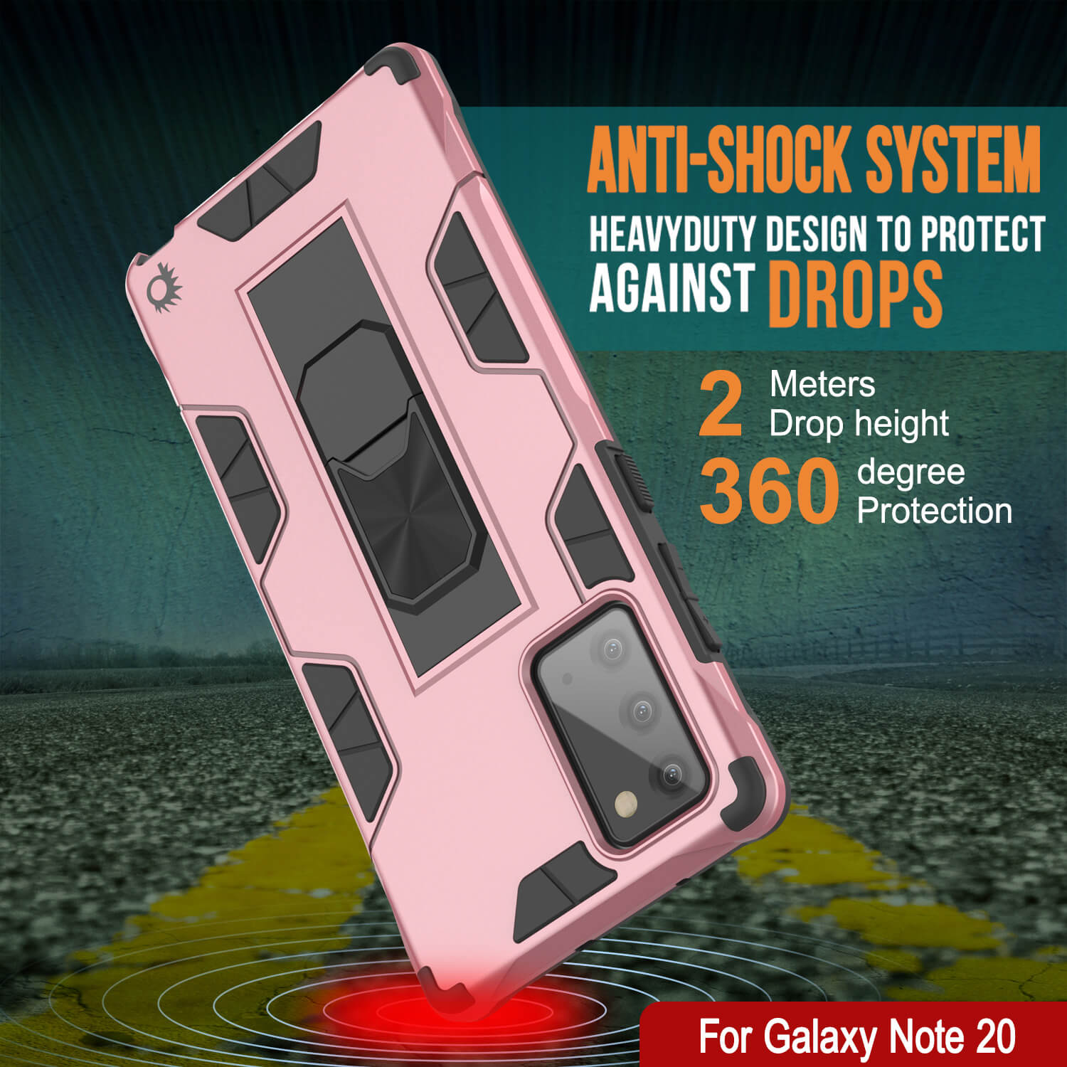 Punkcase Note 20 Case [ArmorShield Series] Military Style Protective Dual Layer Case Rose-Gold