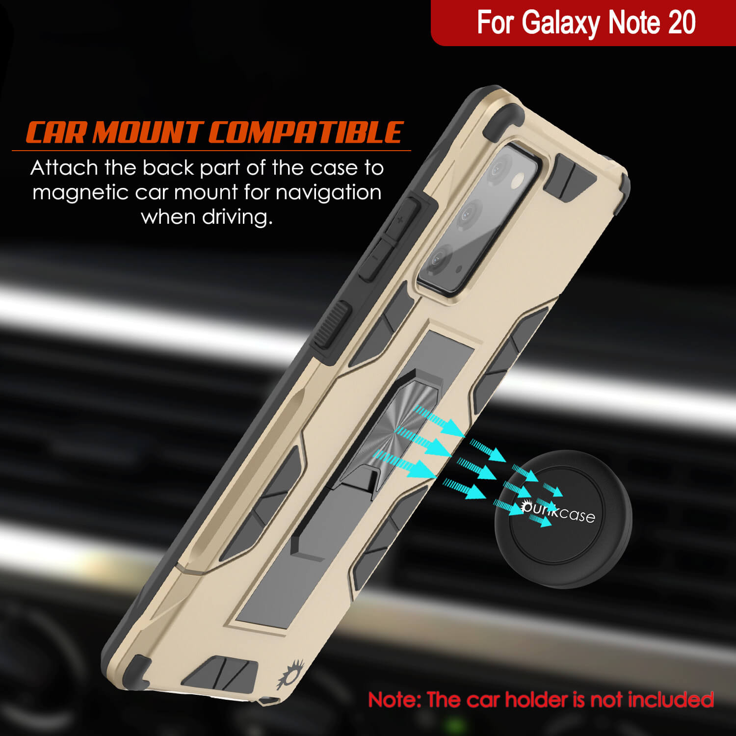 Punkcase Note 20 Case [ArmorShield Series] Military Style Protective Dual Layer Case Gold