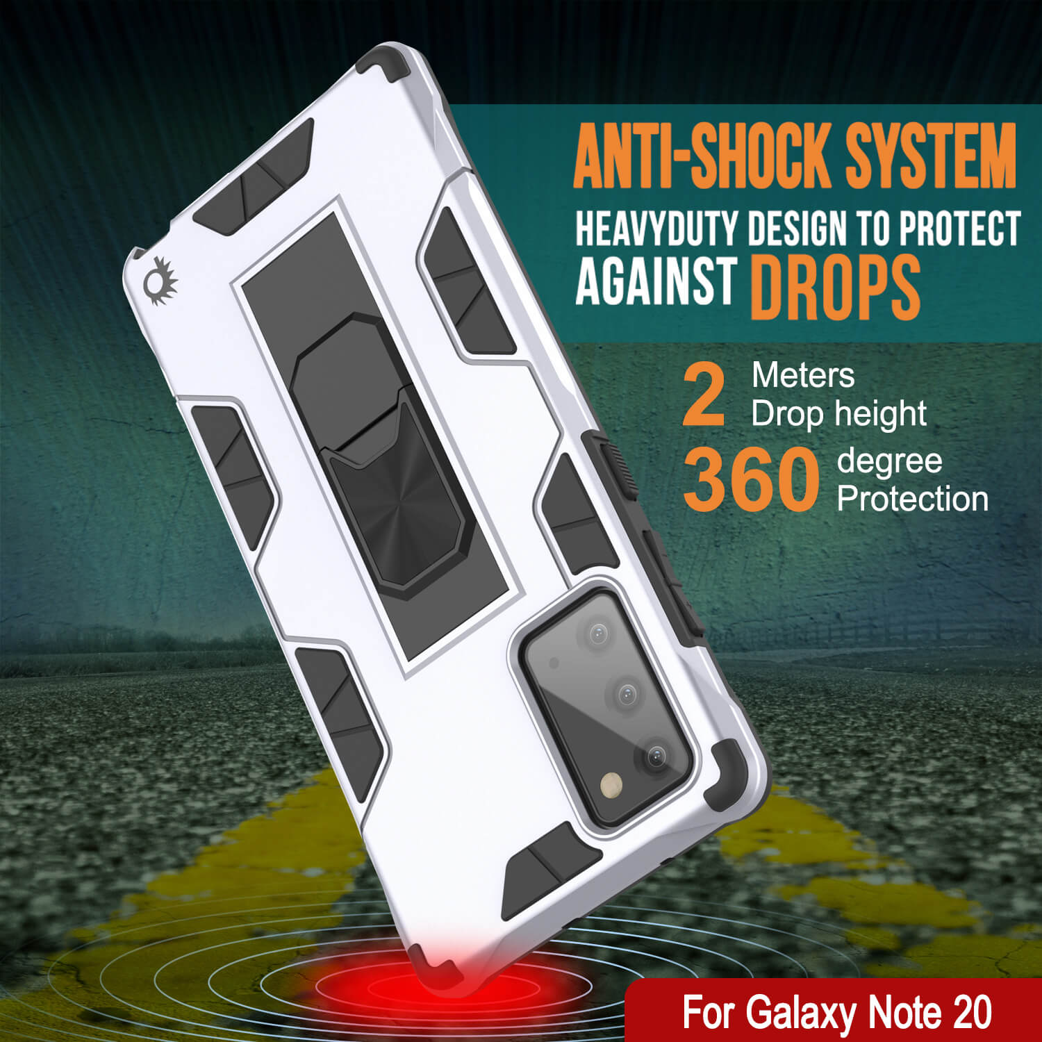 Punkcase Note 20 Case [ArmorShield Series] Military Style Protective Dual Layer Case White