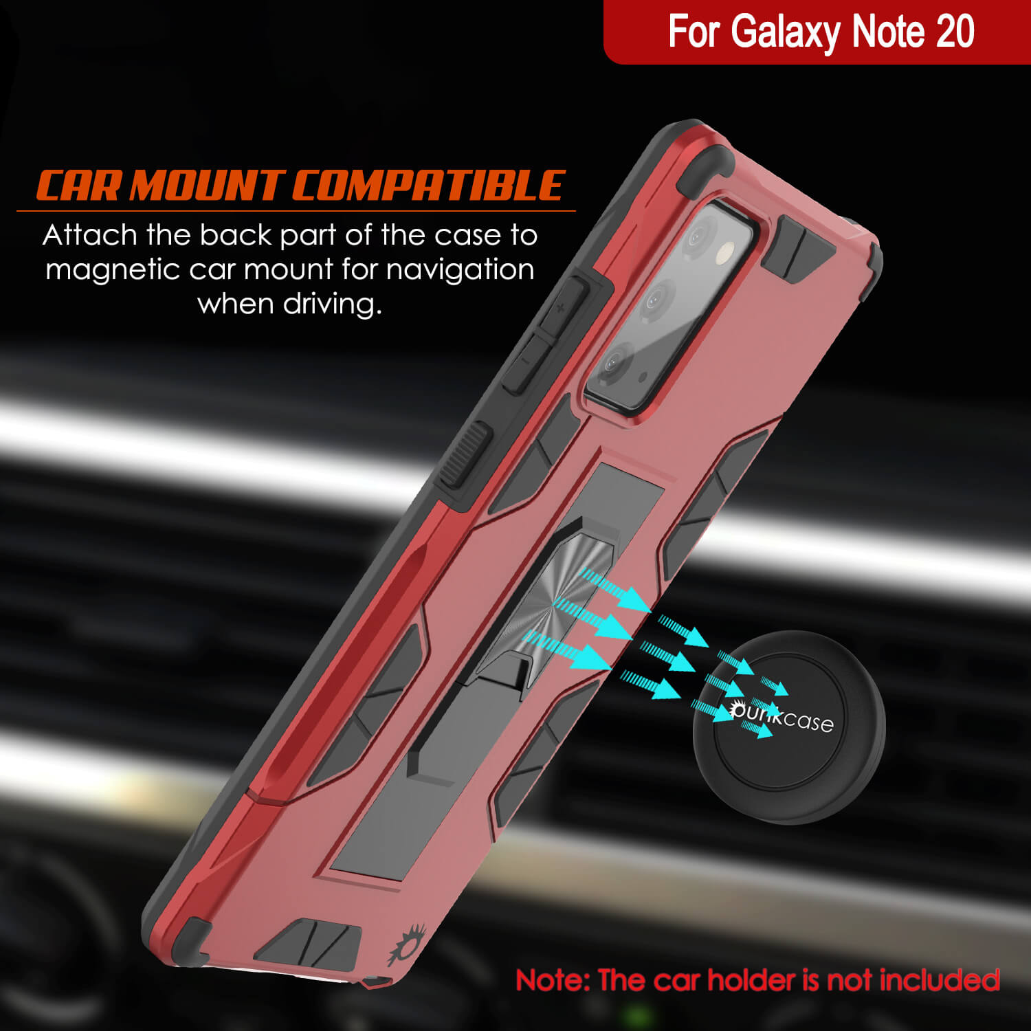 Punkcase Note 20 Case [ArmorShield Series] Military Style Protective Dual Layer Case Red