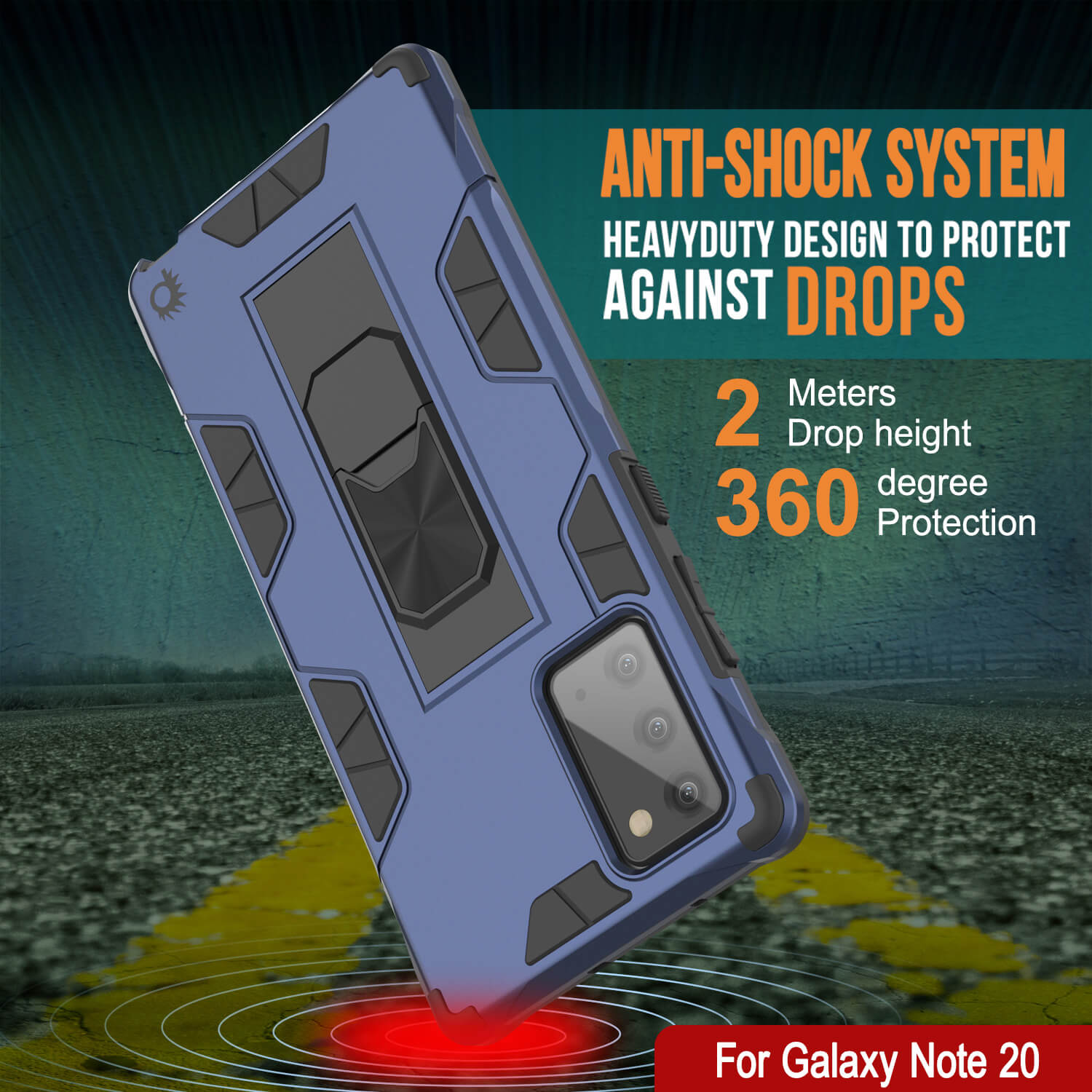 Punkcase Note 20 Case [ArmorShield Series] Military Style Protective Dual Layer Case Navy-Blue