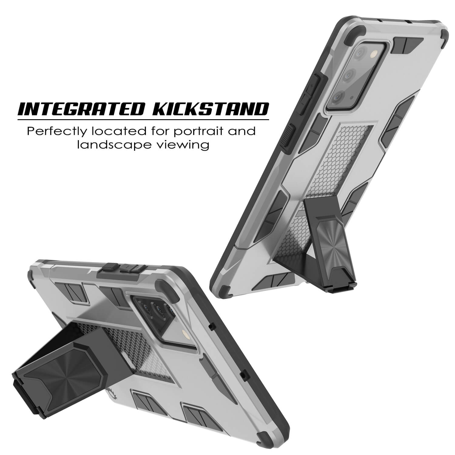 Punkcase Note 20 Case [ArmorShield Series] Military Style Protective Dual Layer Case Silver