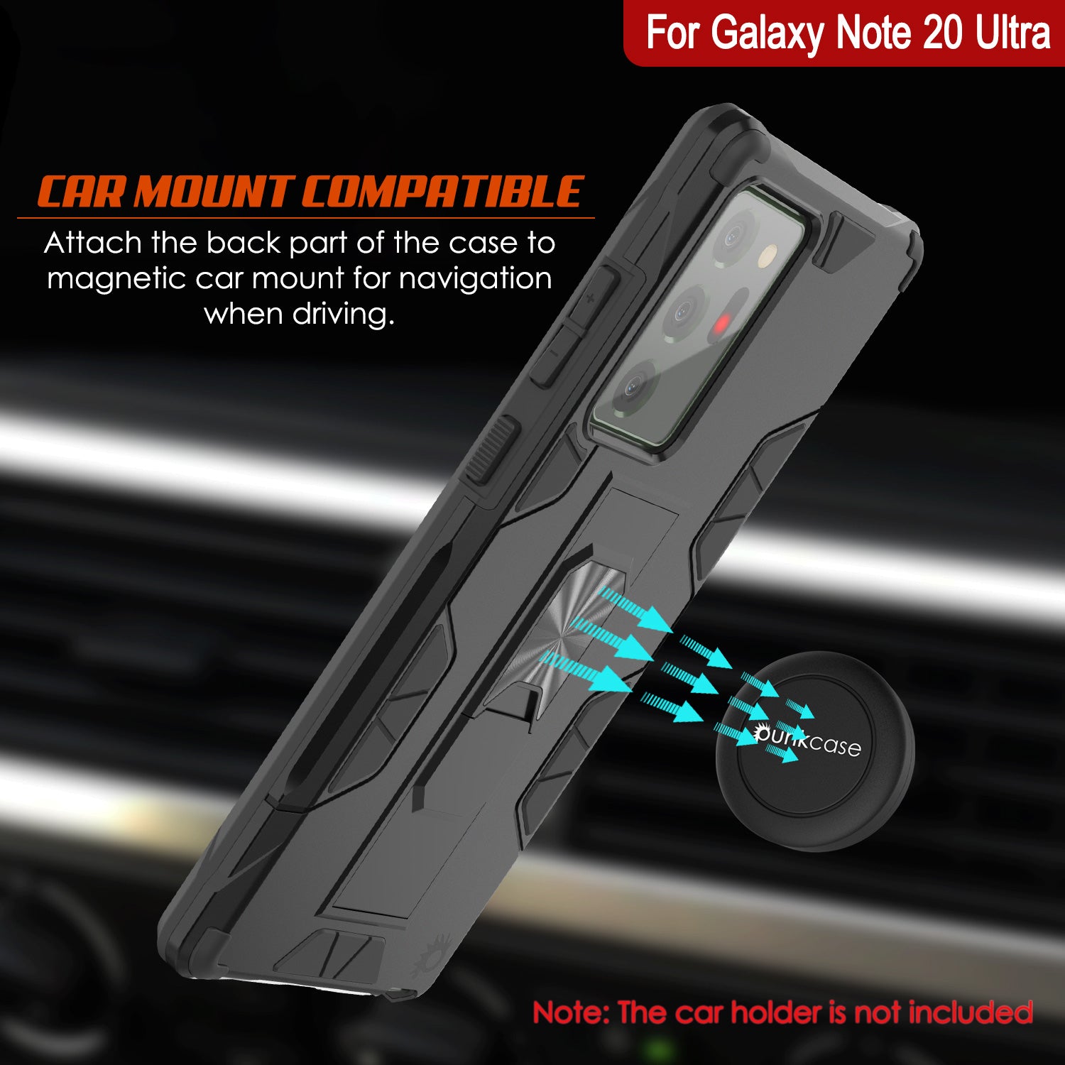 Punkcase Note 20 Ultra Case [ArmorShield Series] Military Style Protective Dual Layer Case Black