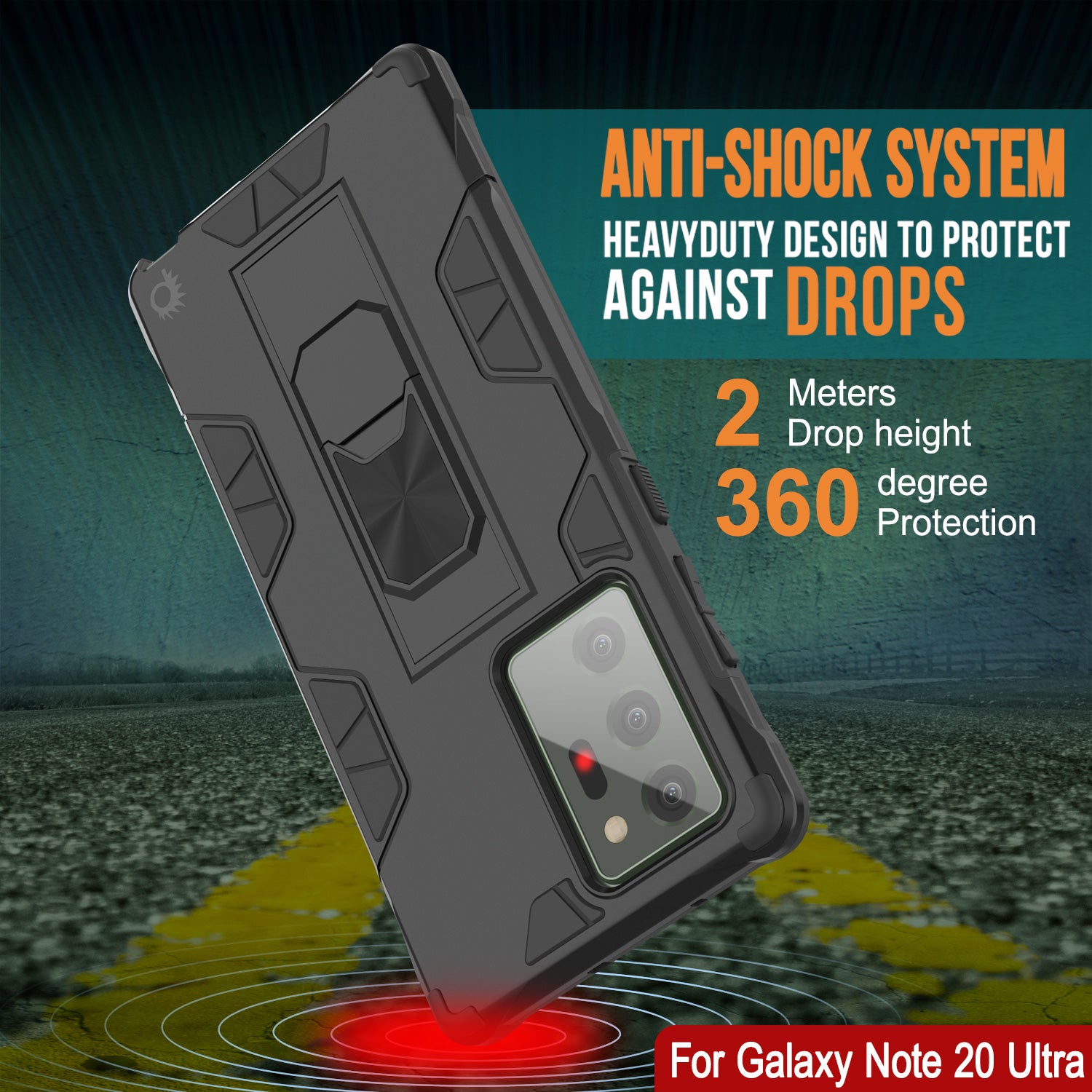 Punkcase Note 20 Ultra Case [ArmorShield Series] Military Style Protective Dual Layer Case Black