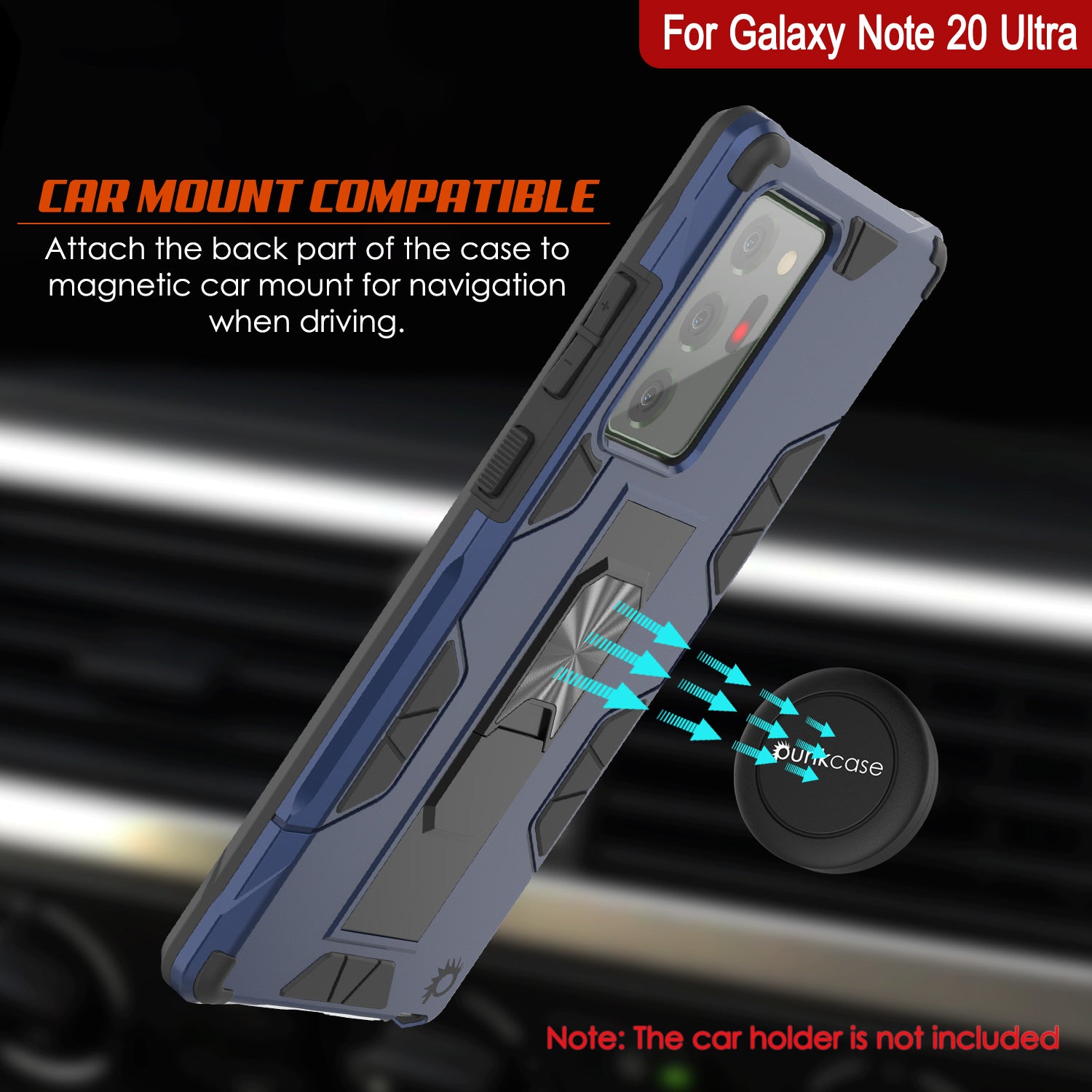 Punkcase Note 20 Ultra Case [ArmorShield Series] Military Style Protective Dual Layer Case Navy-Blue