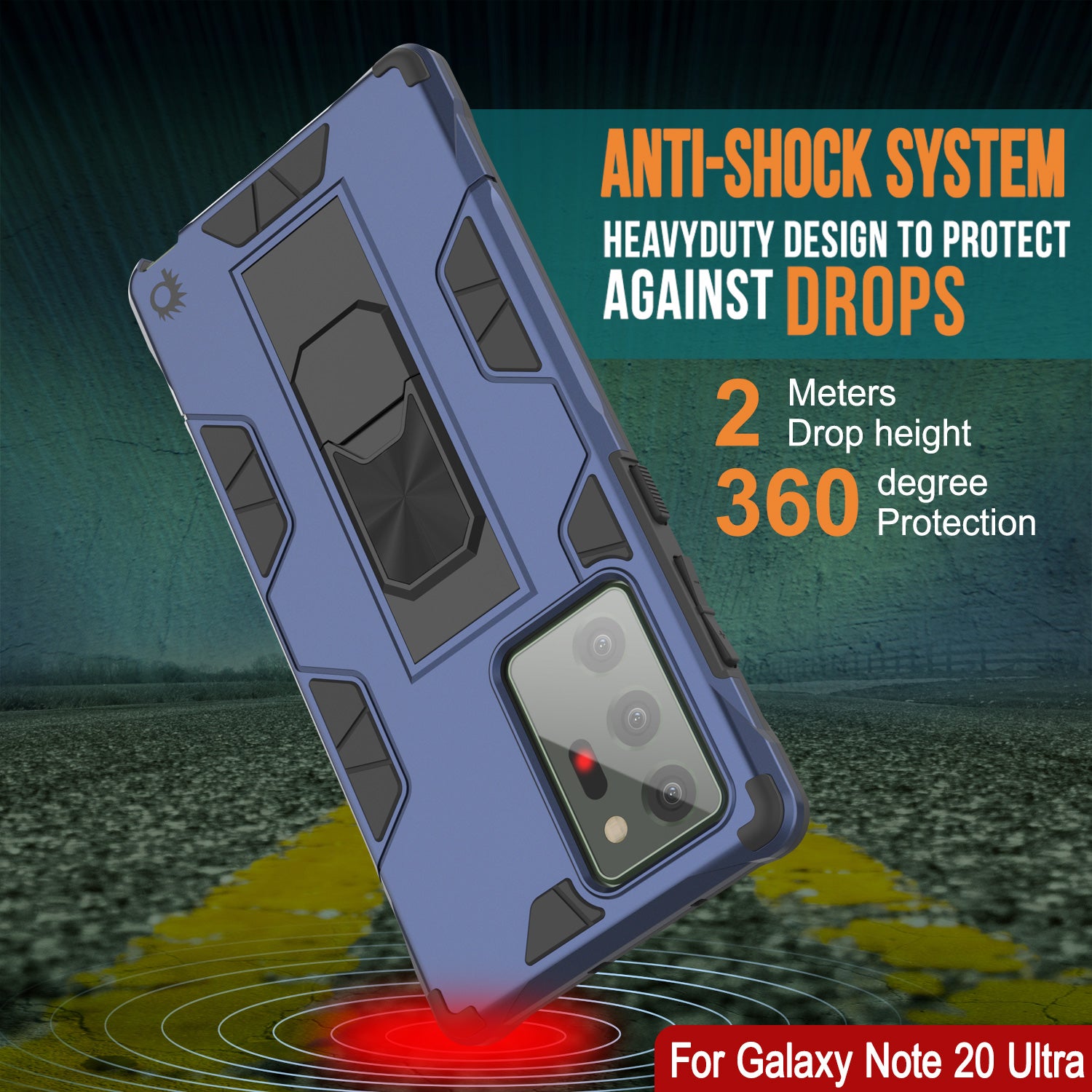 Punkcase Note 20 Ultra Case [ArmorShield Series] Military Style Protective Dual Layer Case Navy-Blue