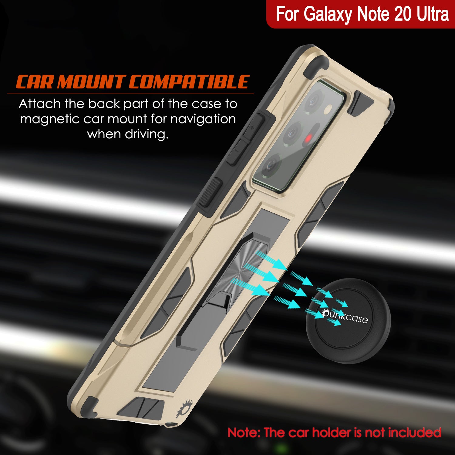 Punkcase Note 20 Ultra Case [ArmorShield Series] Military Style Protective Dual Layer Case Gold