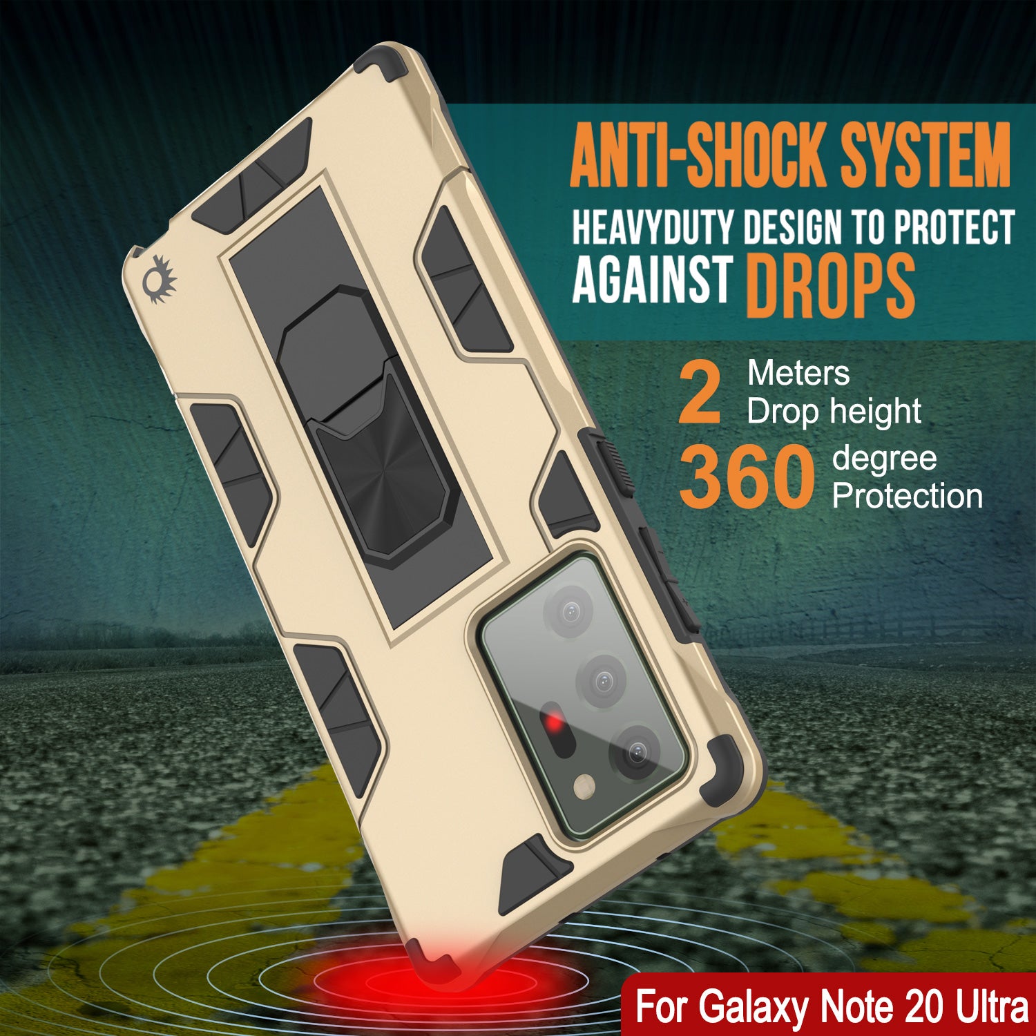 Punkcase Note 20 Ultra Case [ArmorShield Series] Military Style Protective Dual Layer Case Gold