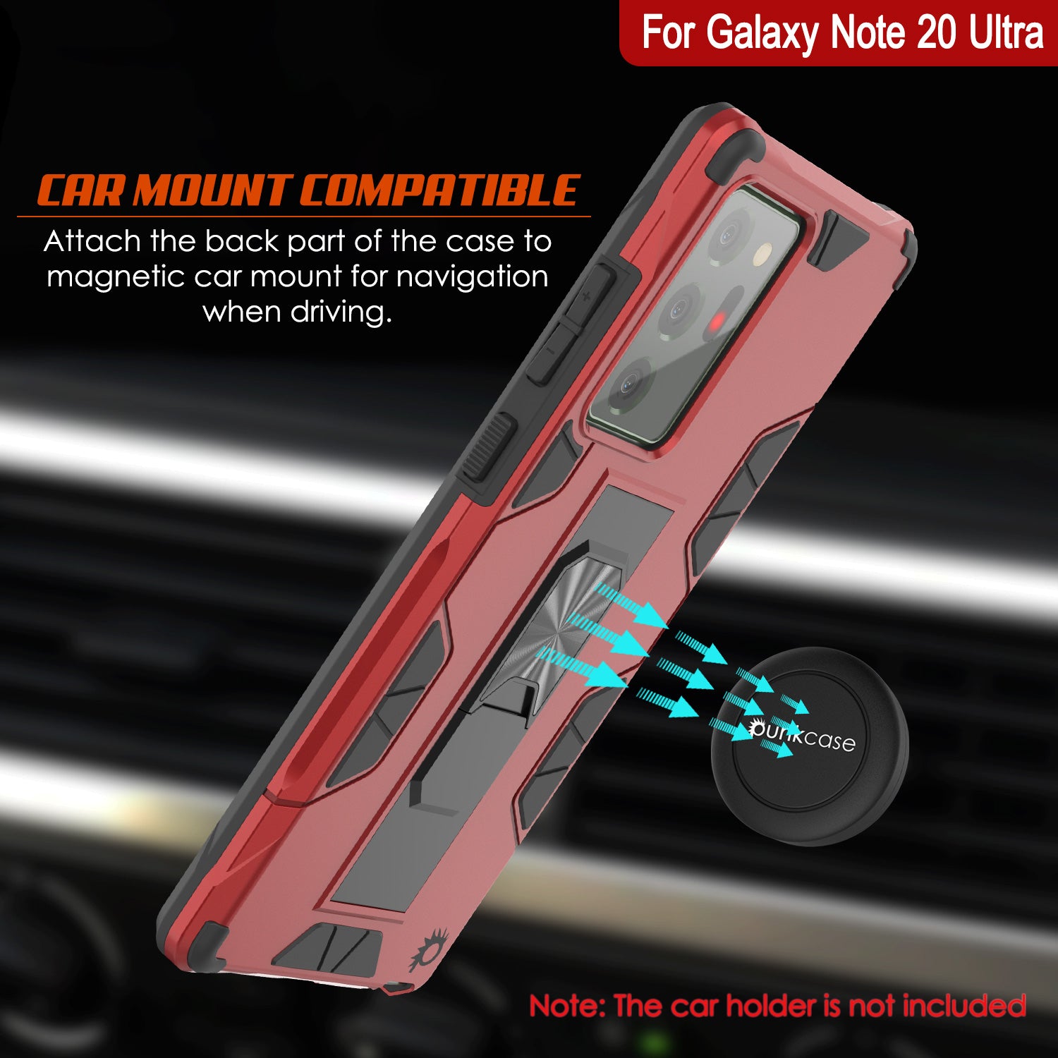 Punkcase Note 20 Ultra Case [ArmorShield Series] Military Style Protective Dual Layer Case Red