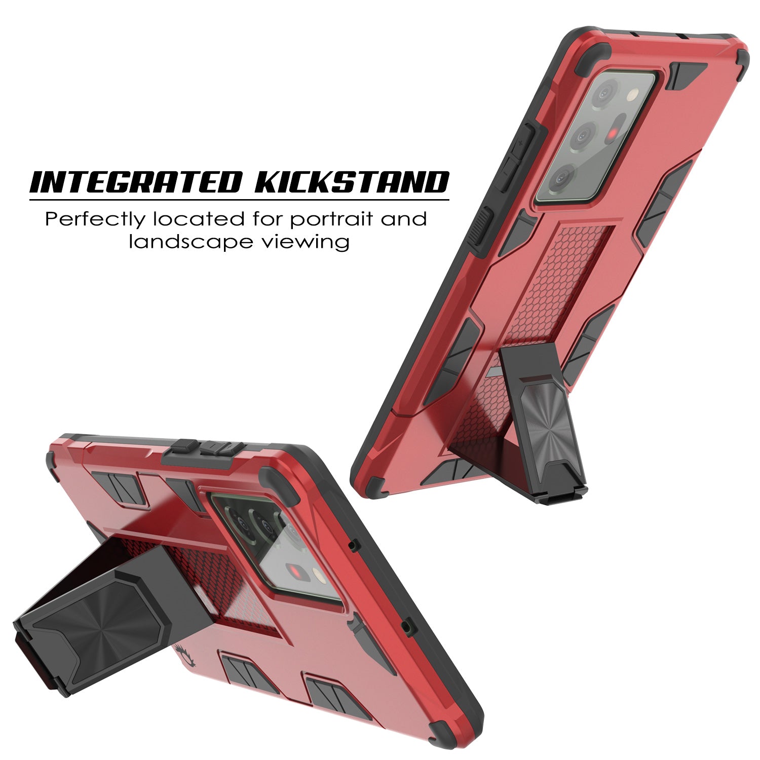 Punkcase Note 20 Ultra Case [ArmorShield Series] Military Style Protective Dual Layer Case Red