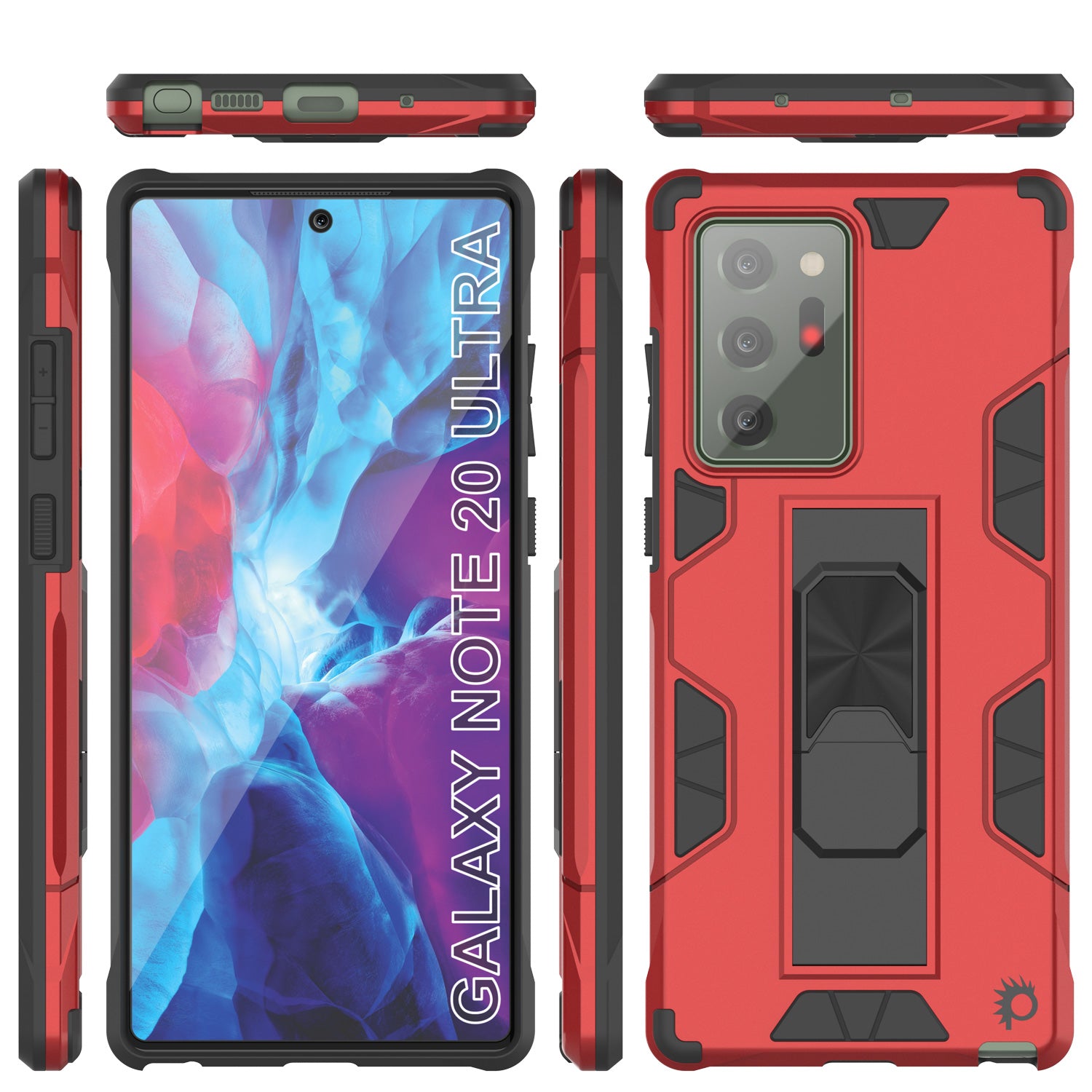 Punkcase Note 20 Ultra Case [ArmorShield Series] Military Style Protective Dual Layer Case Red