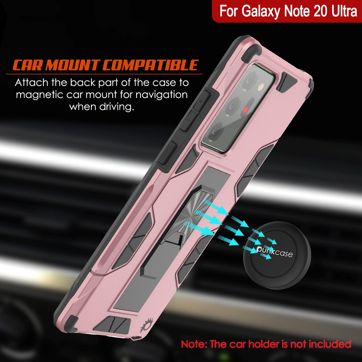 Punkcase Note 20 Ultra Case [ArmorShield Series] Military Style Protective Dual Layer Case Rose-Gold